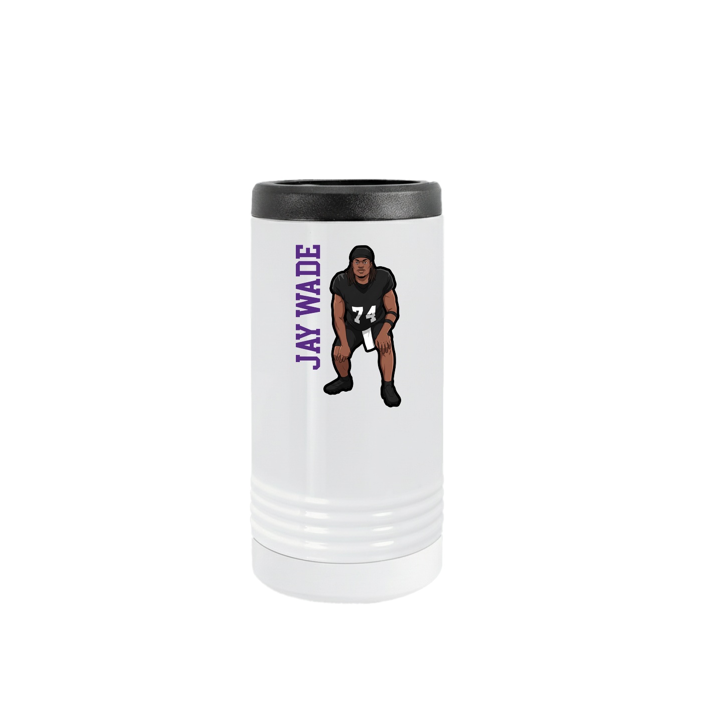 Slim Beverage Holder — Name Vertical in White