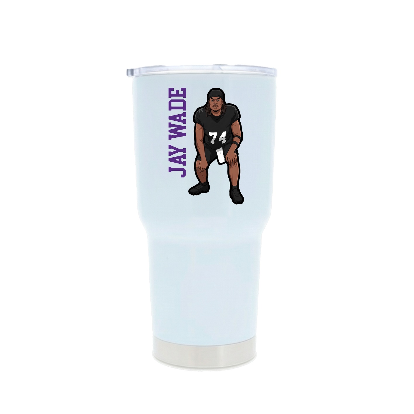 30oz Stainless Steel Tumbler — Name Vertical in White