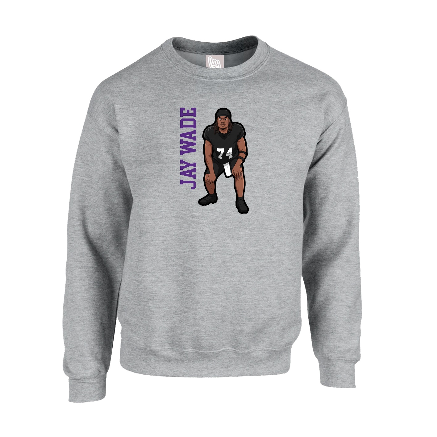 Fleece Crew — Name Vertical in Grey