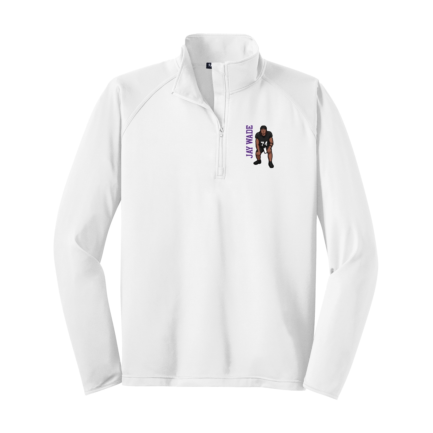 Q-Zip Pullover — Name Vertical in White