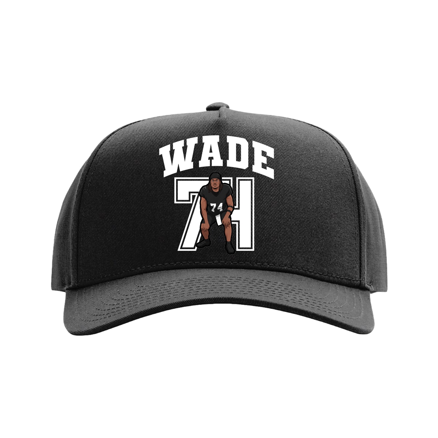 Full Fabric Five-Panel Champ Cap — Number in Black