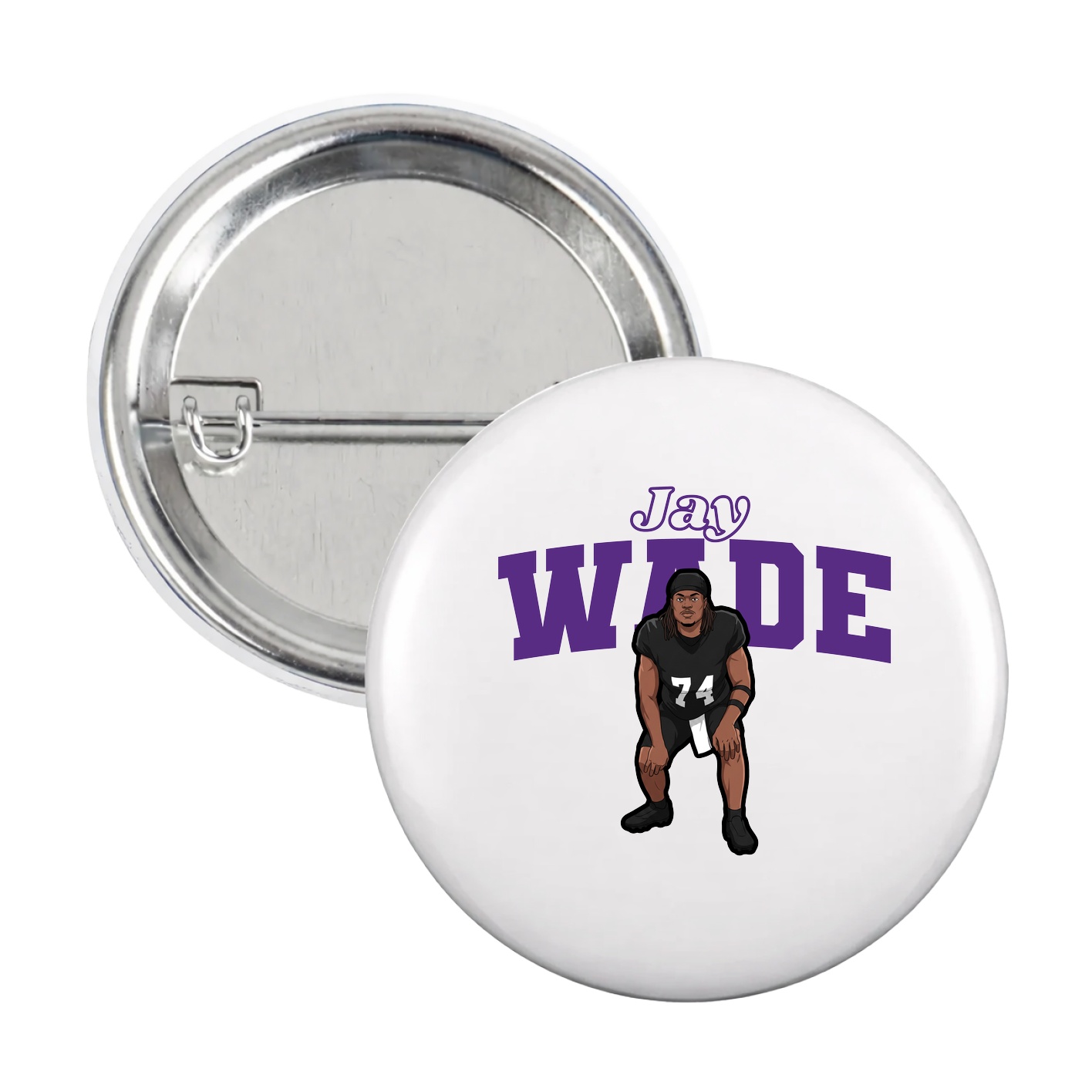 Game Day Button — Name Arch in White