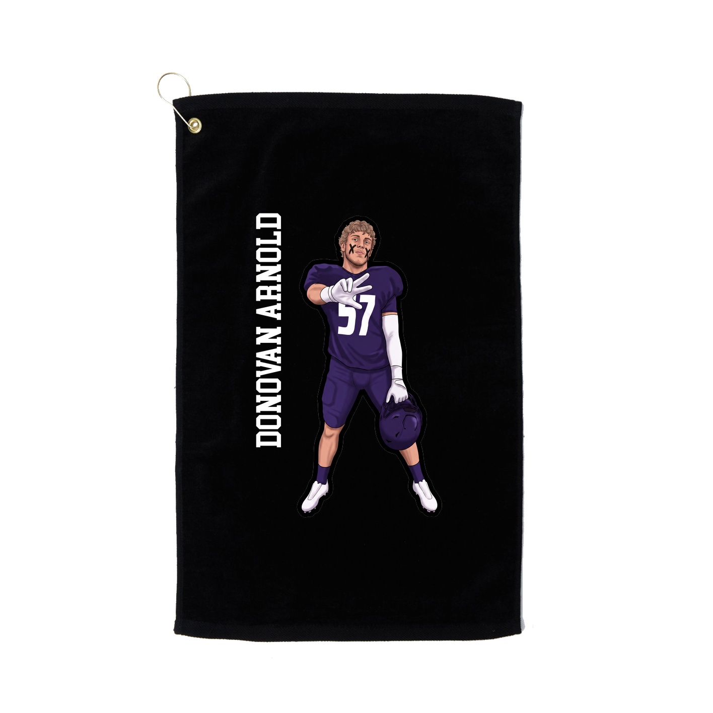Golf Towel — Name Vertical in Black