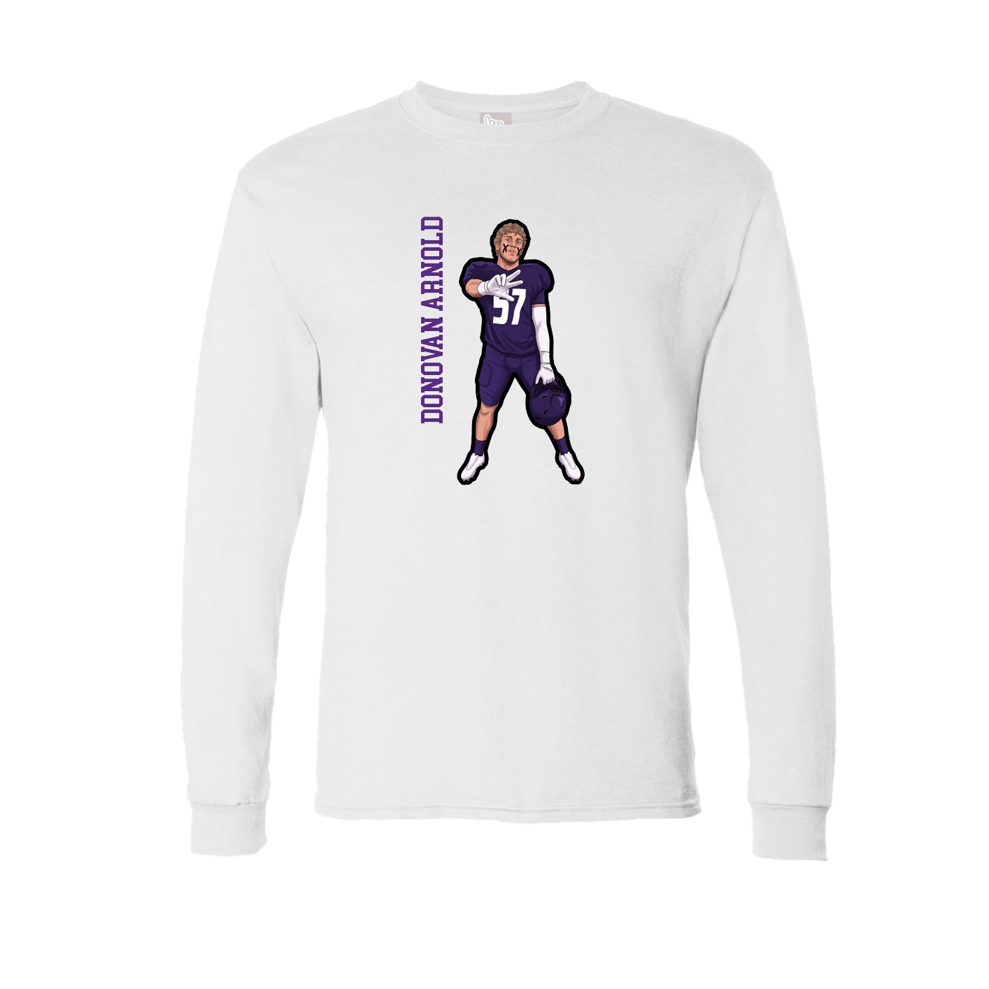 Long Sleeve Tee — Name Vertical in White