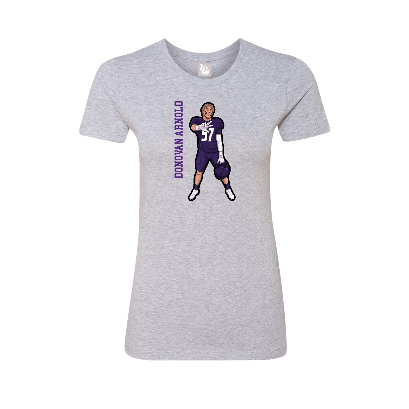 Fitted Women's Tee — Name Vertical in Grey