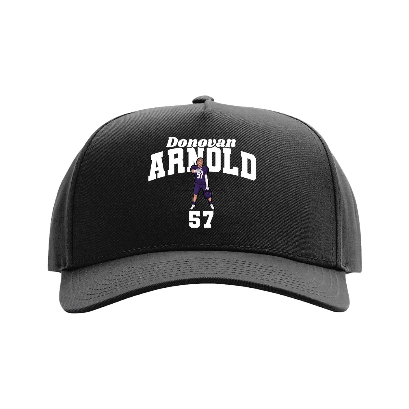 Full Fabric Five-Panel Champ Cap — Signature Arch in Black