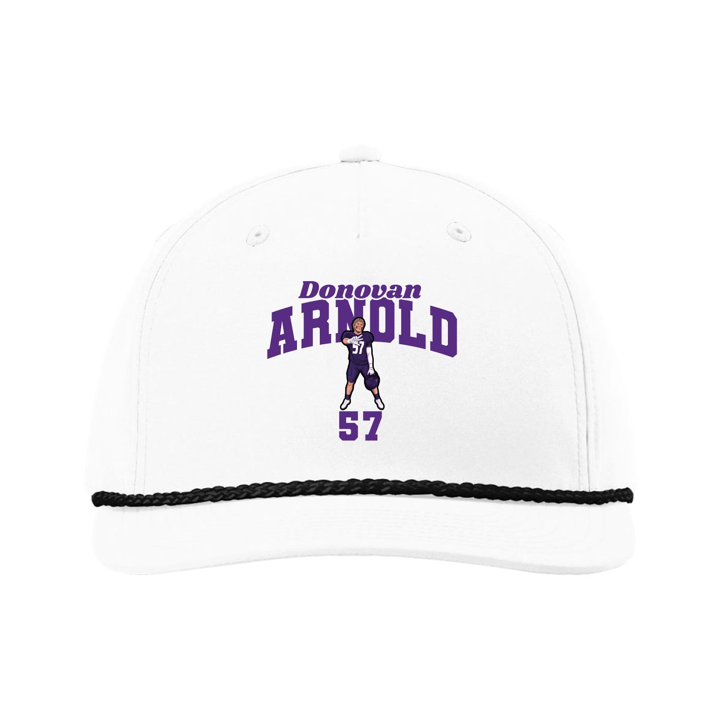 Five-Panel Classic Rope Cap — Signature Arch in White
