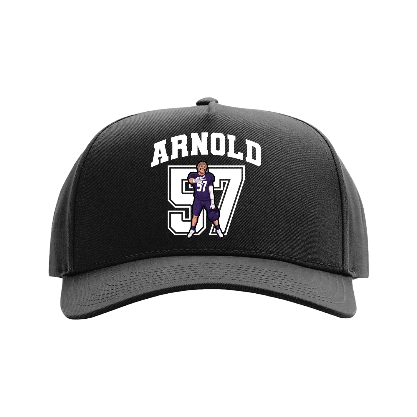 Full Fabric Five-Panel Champ Cap — Number in Black