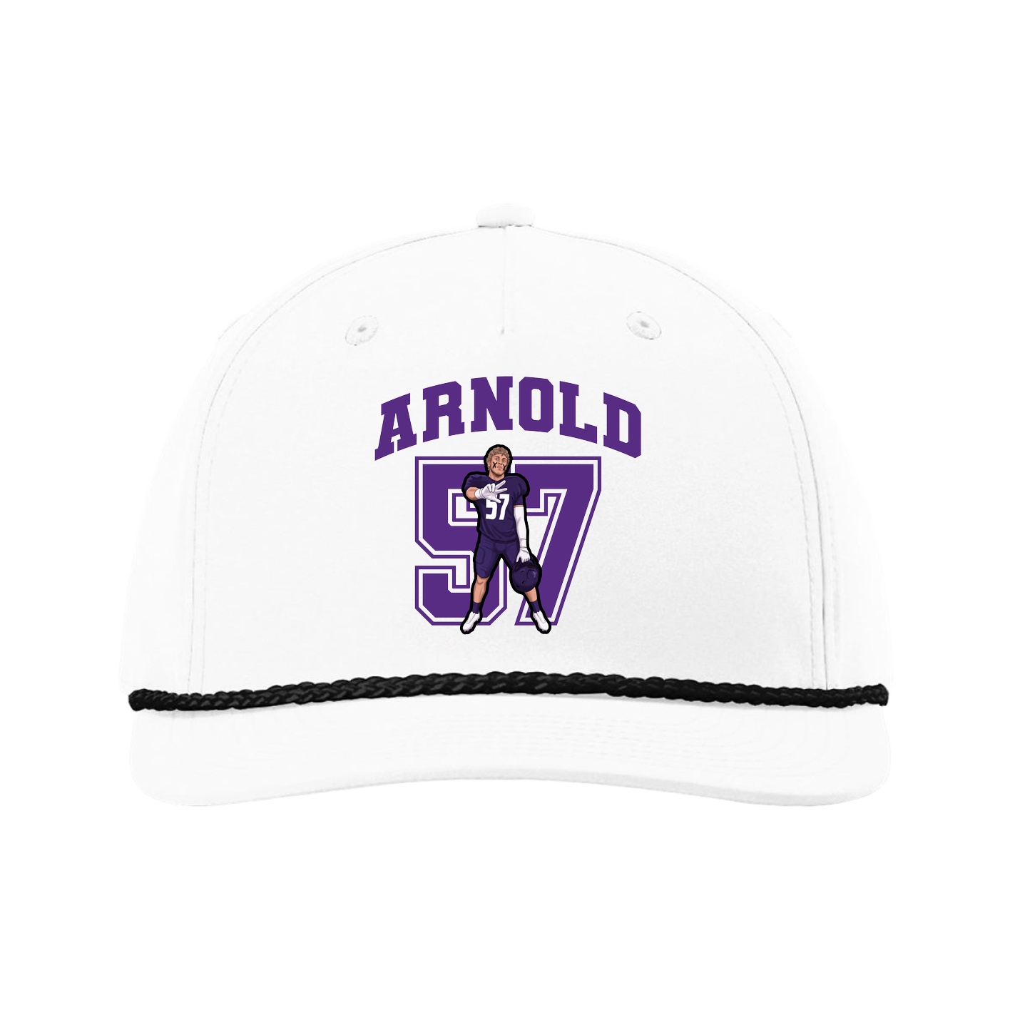 Five-Panel Classic Rope Cap — Number in White