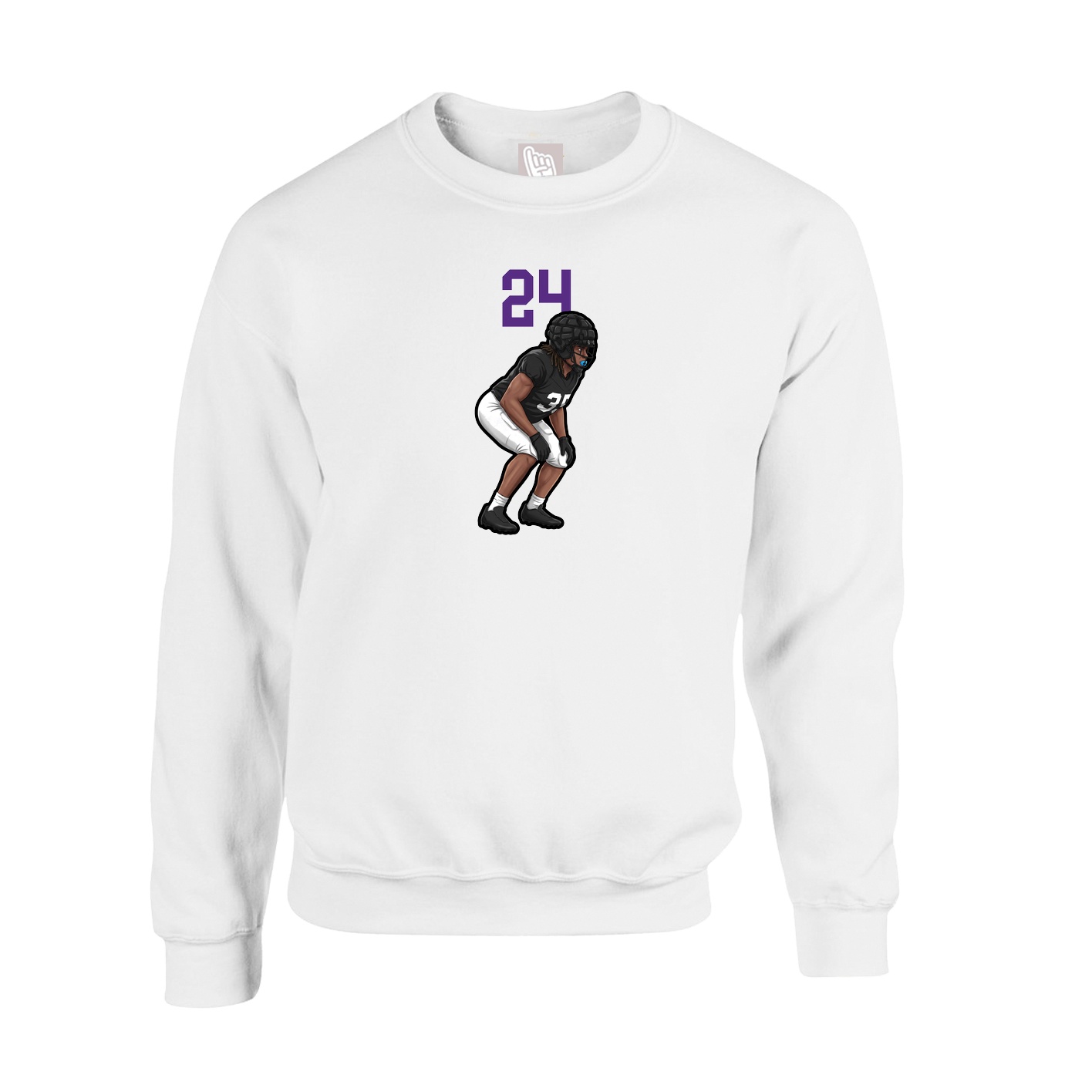 Fleece Crew — Number Top in White