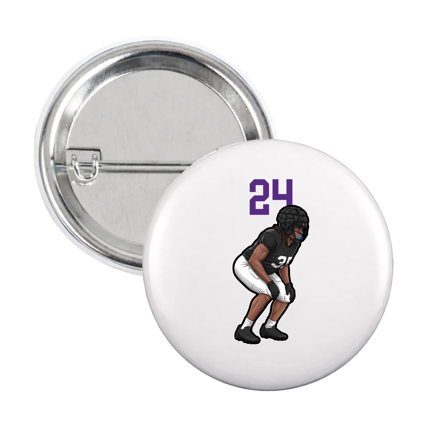 Game Day Button — Number Top in White