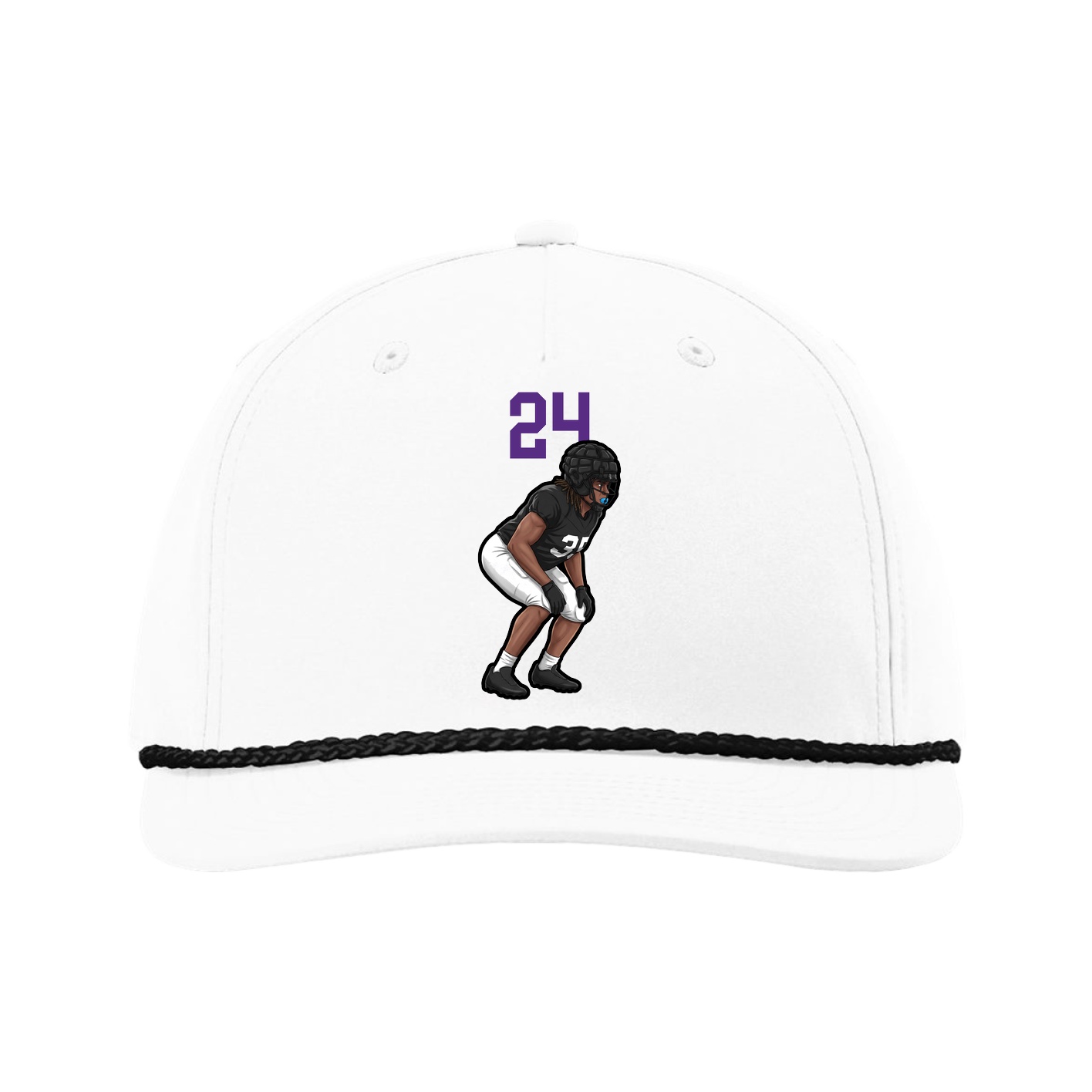 Five-Panel Classic Rope Cap — Number Top in White