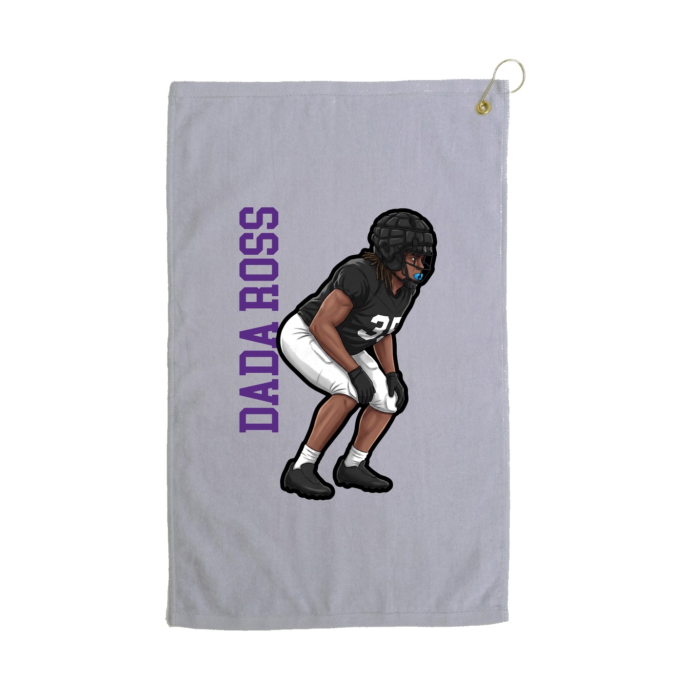 Golf Towel — Name Vertical in Grey