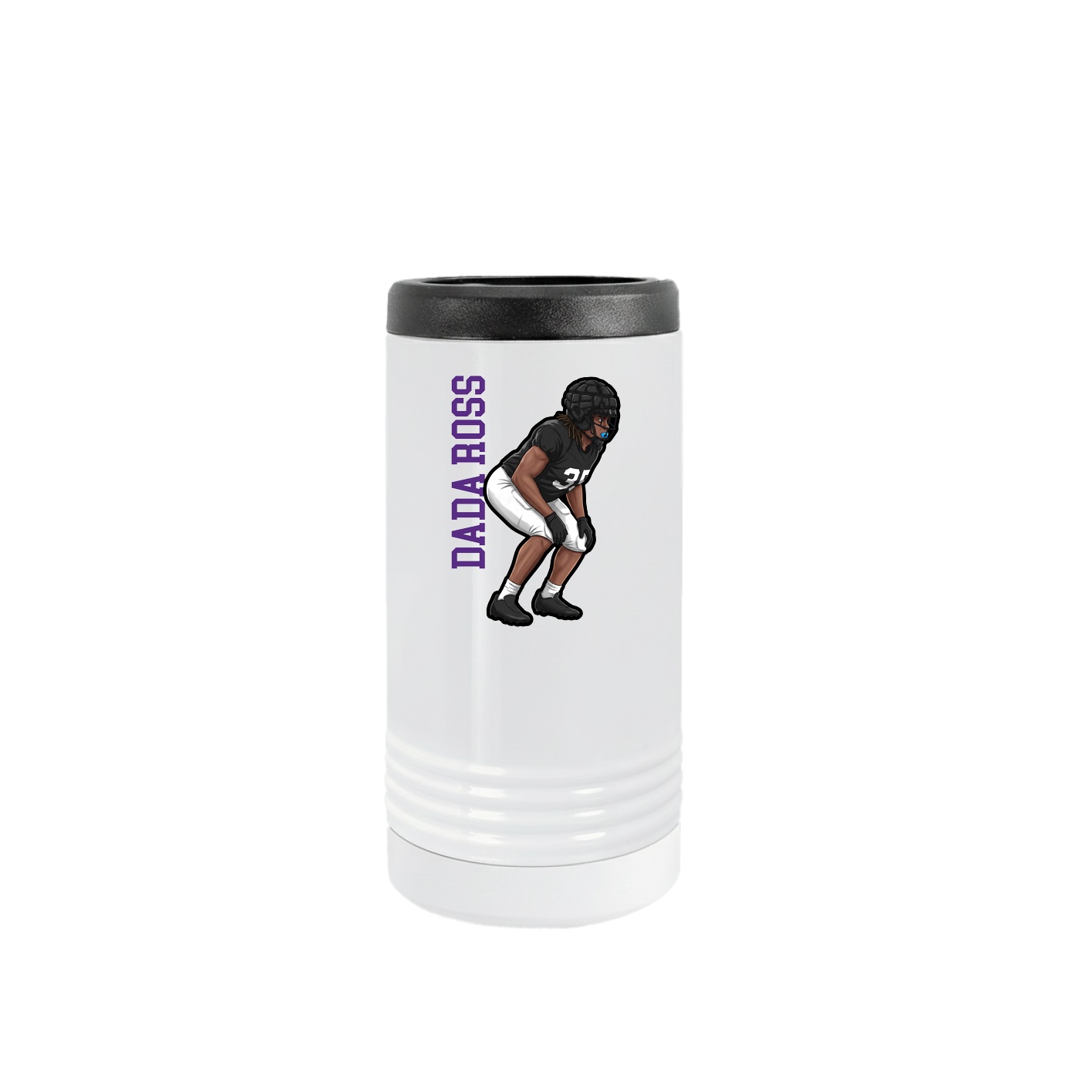 Slim Beverage Holder — Name Vertical in White