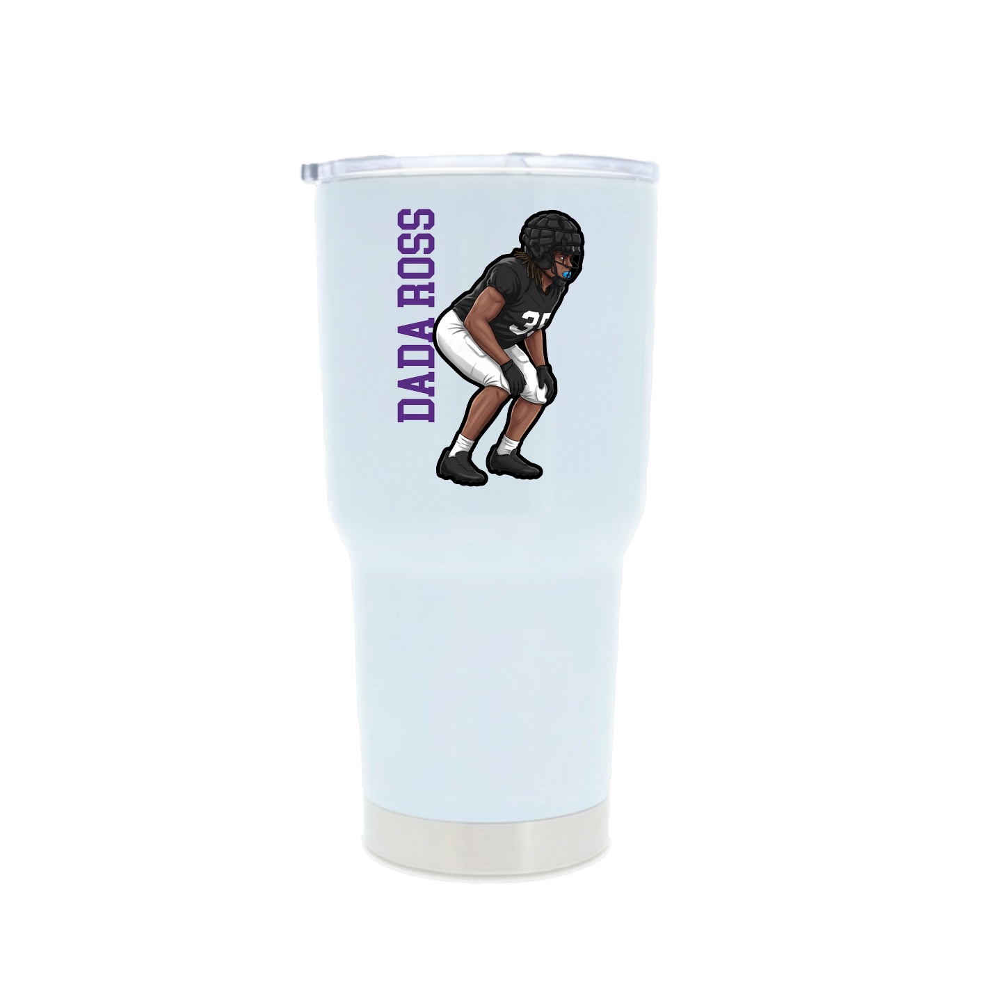 30oz Stainless Steel Tumbler — Name Vertical in White