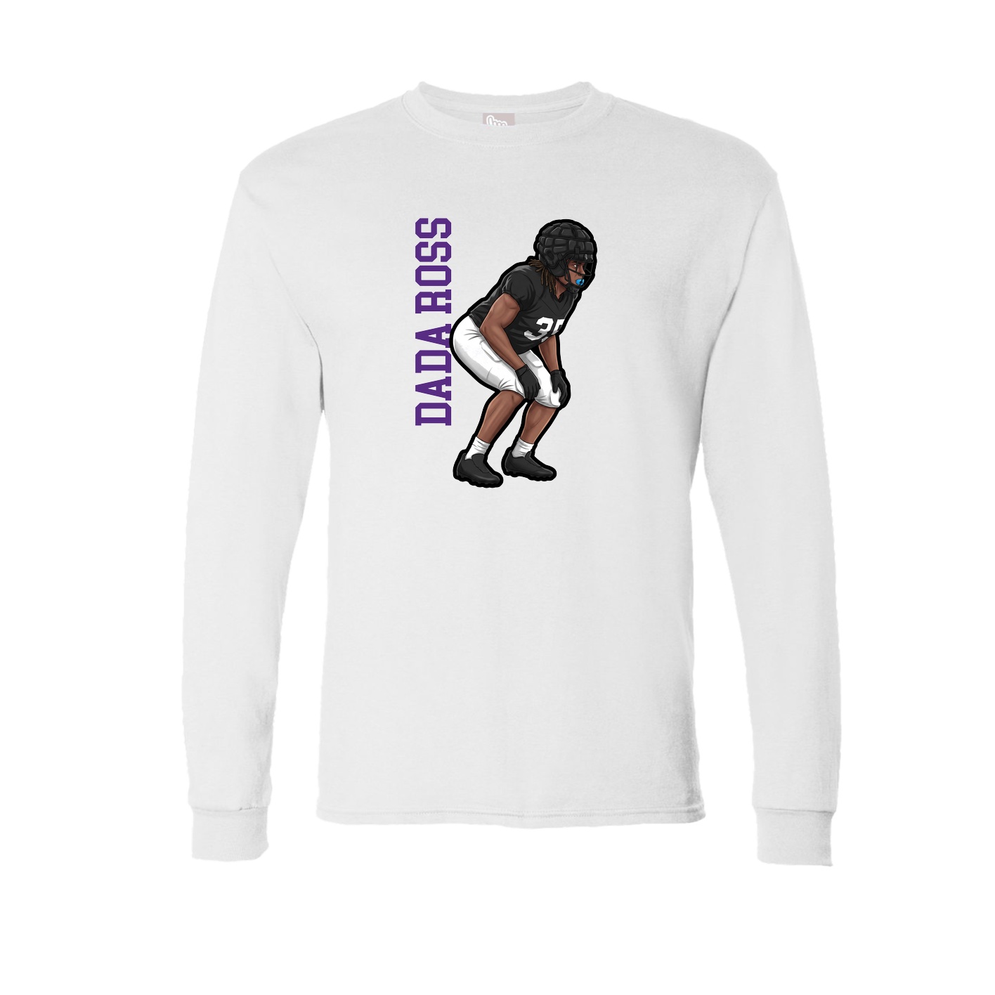 Long Sleeve Tee — Name Vertical in White