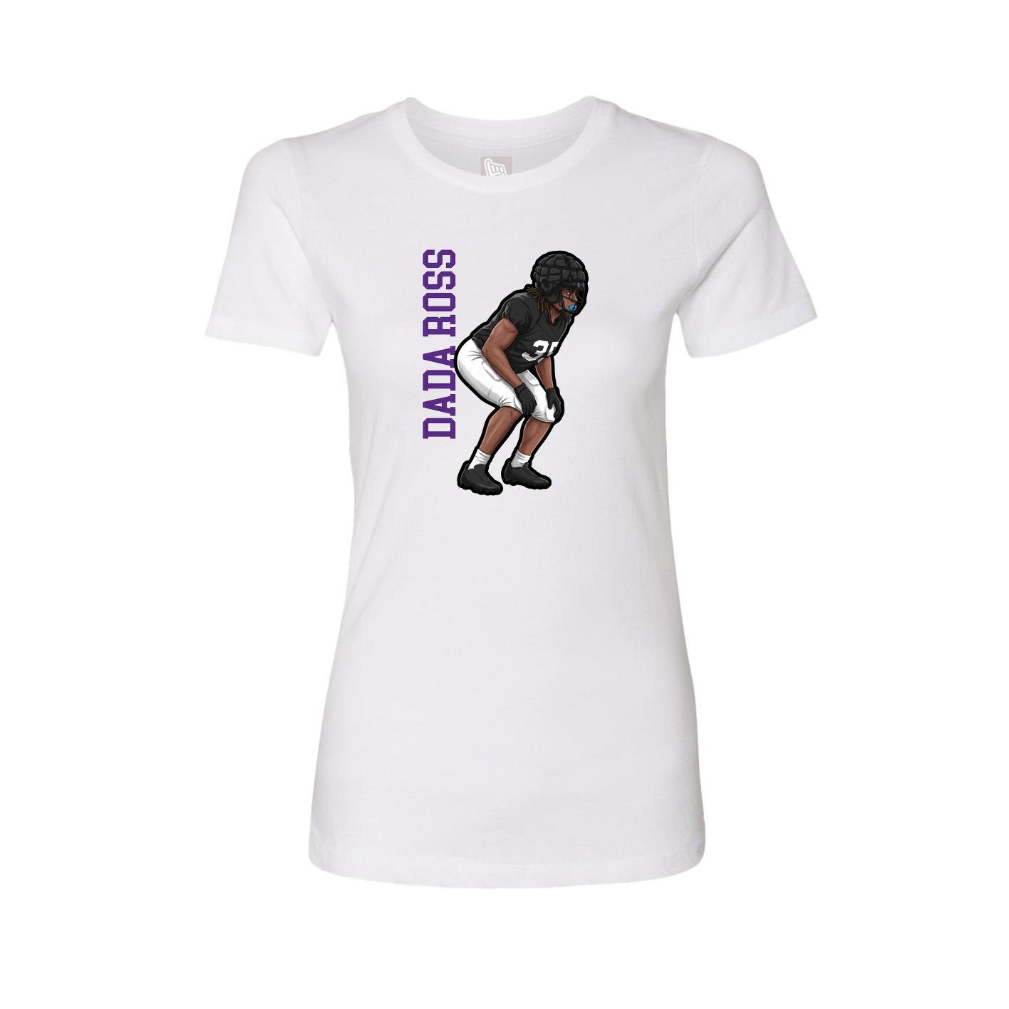 Fitted Women's Tee — Name Vertical in White