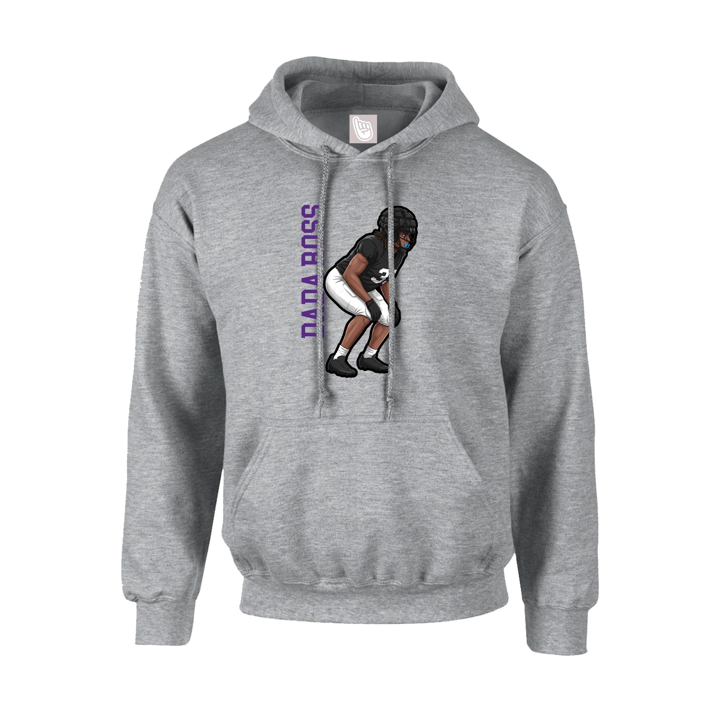 Hoodie — Name Vertical in Grey