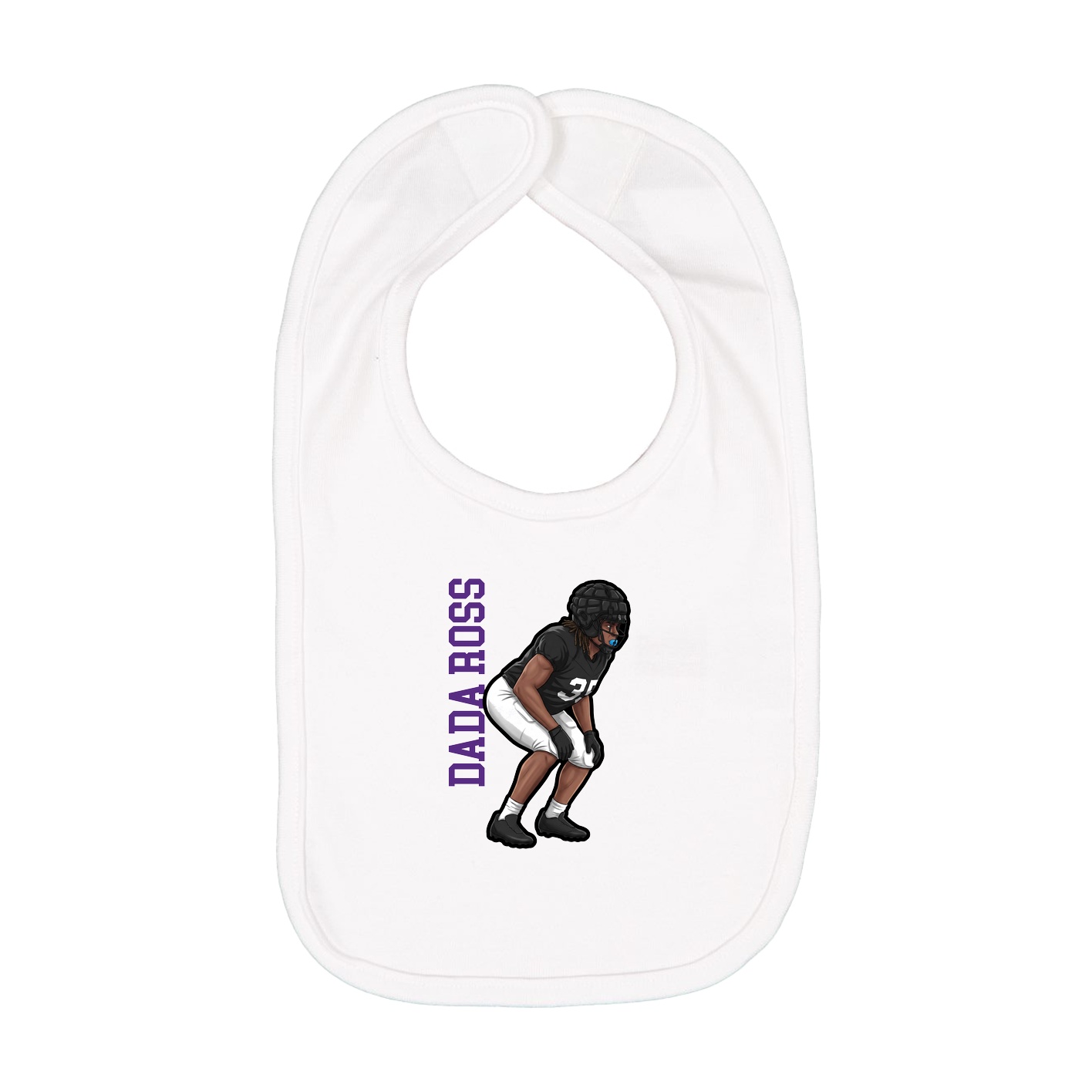 Infant Bib — Name Vertical in White