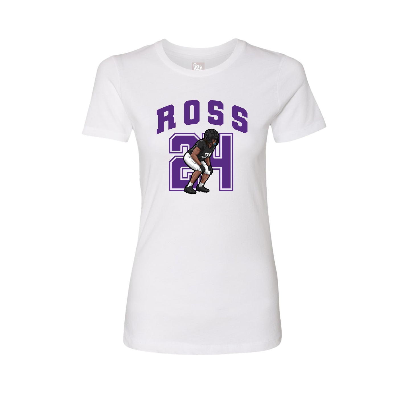 Fitted Women's Tee — Number in White