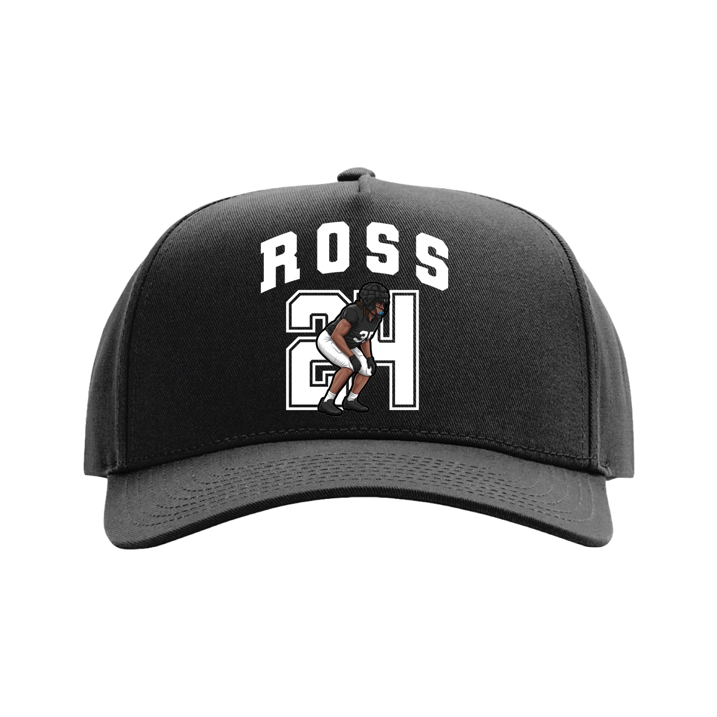 Full Fabric Five-Panel Champ Cap — Number in Black