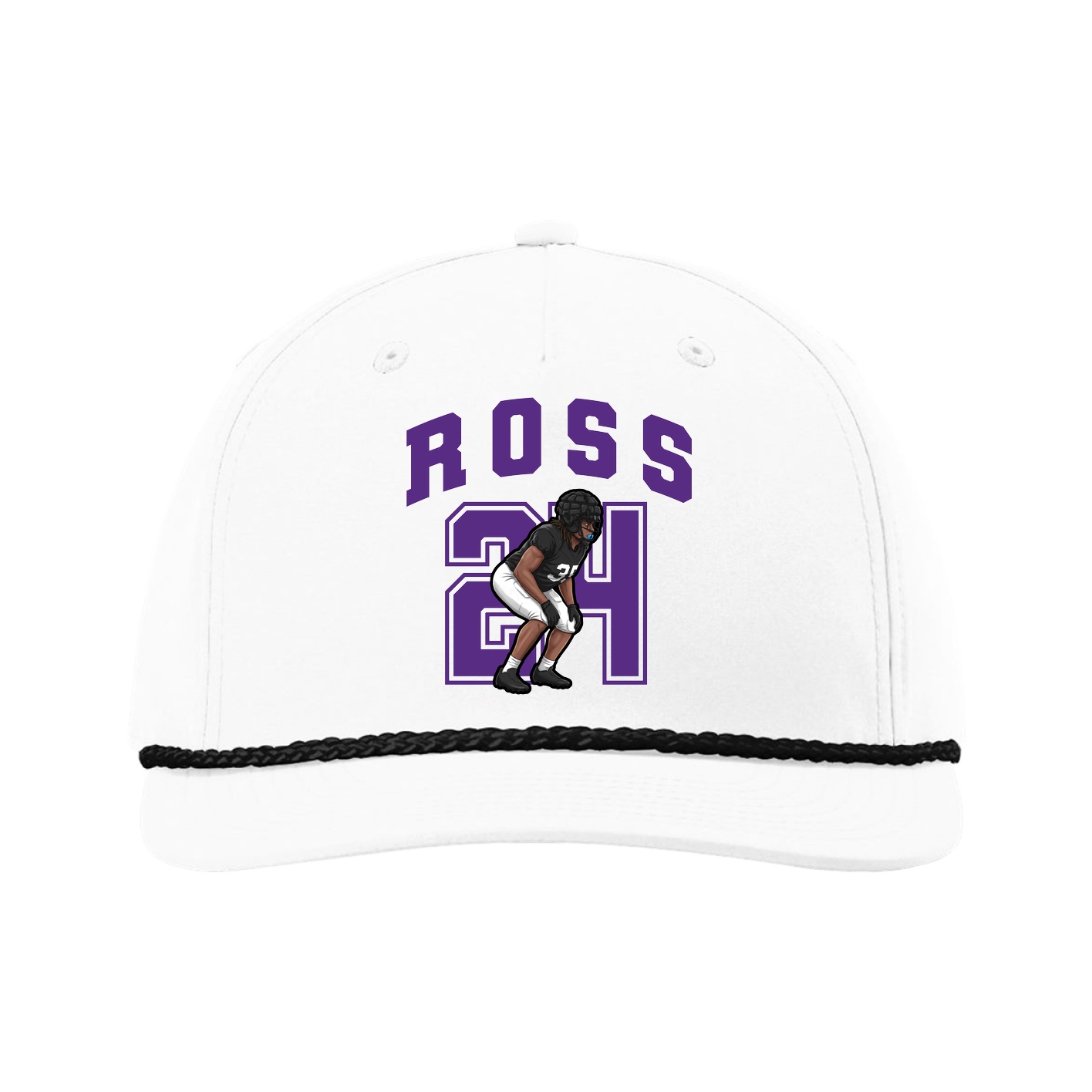 Five-Panel Classic Rope Cap — Number in White