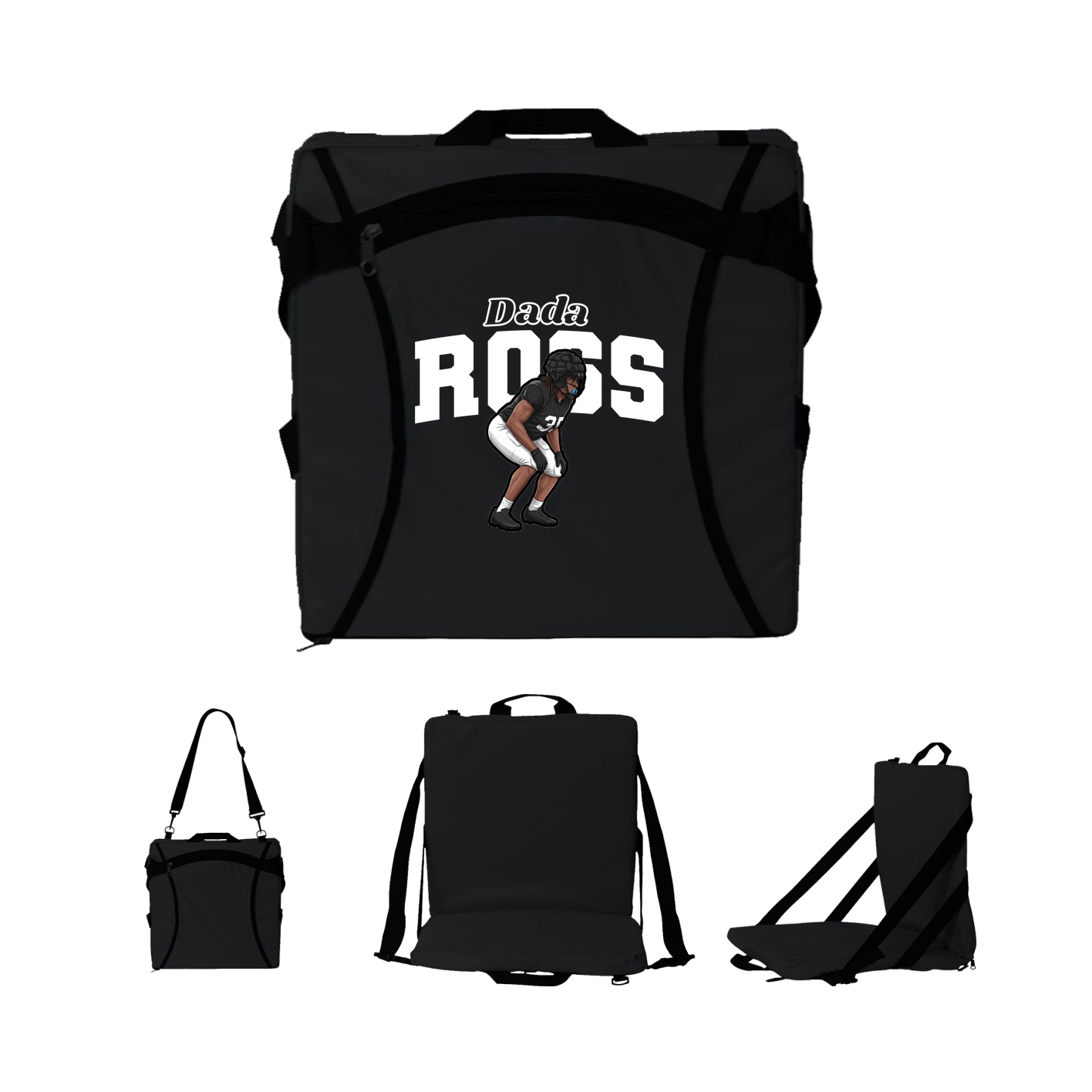 Folding Stadium Seat — Name Arch in Black