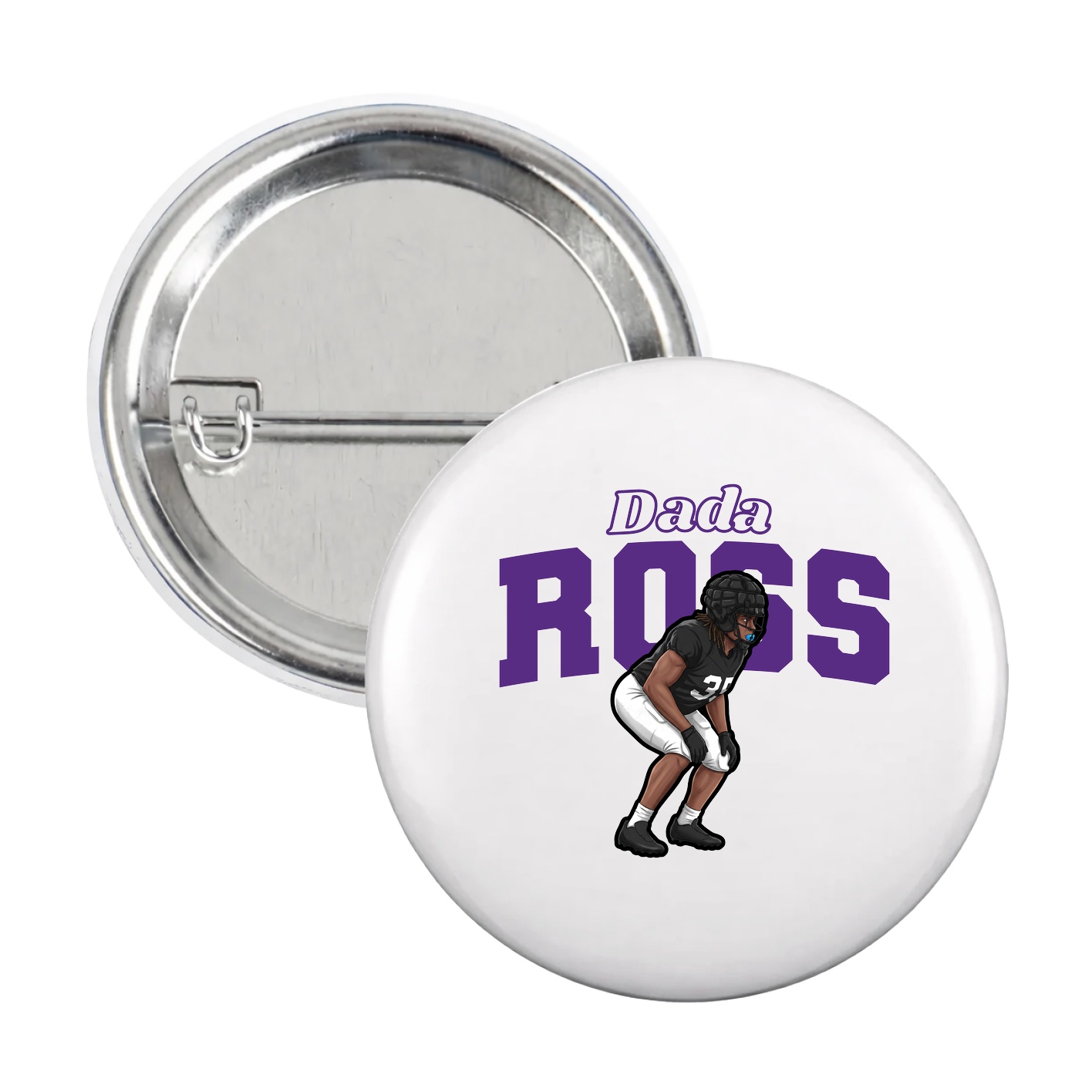Game Day Button — Name Arch in White