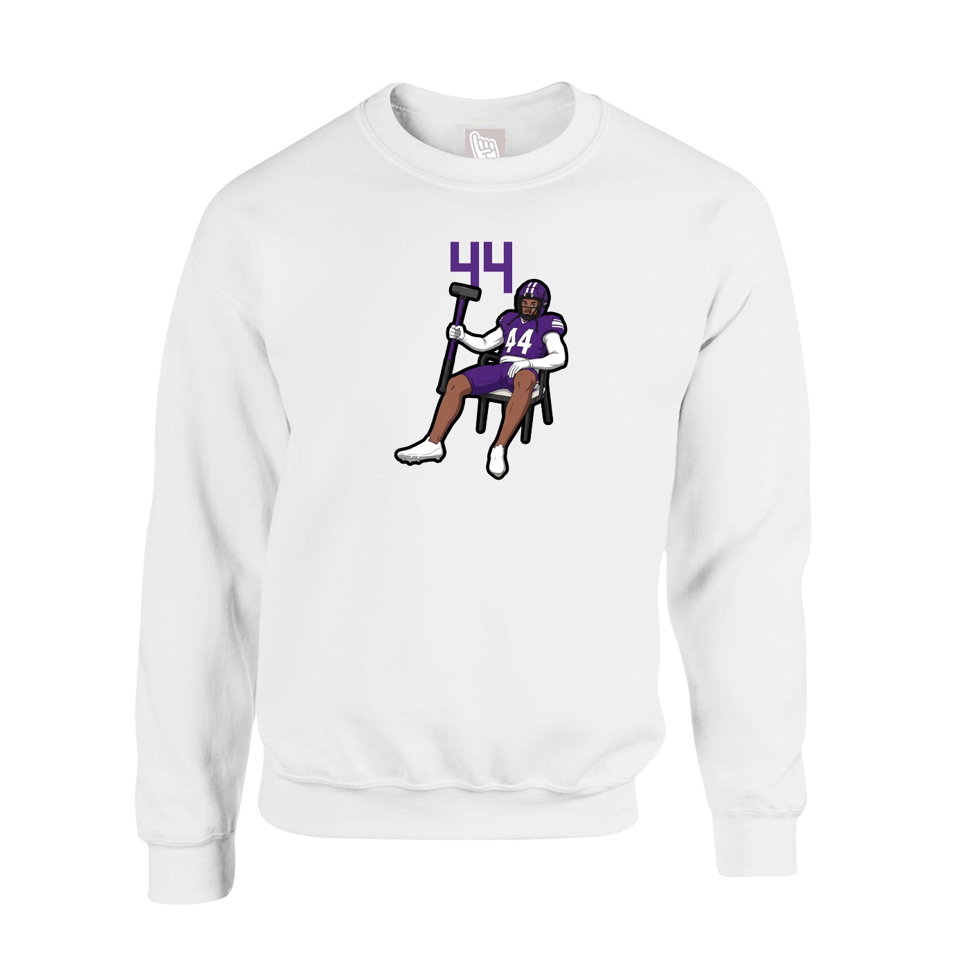 Fleece Crew — Number Top in White