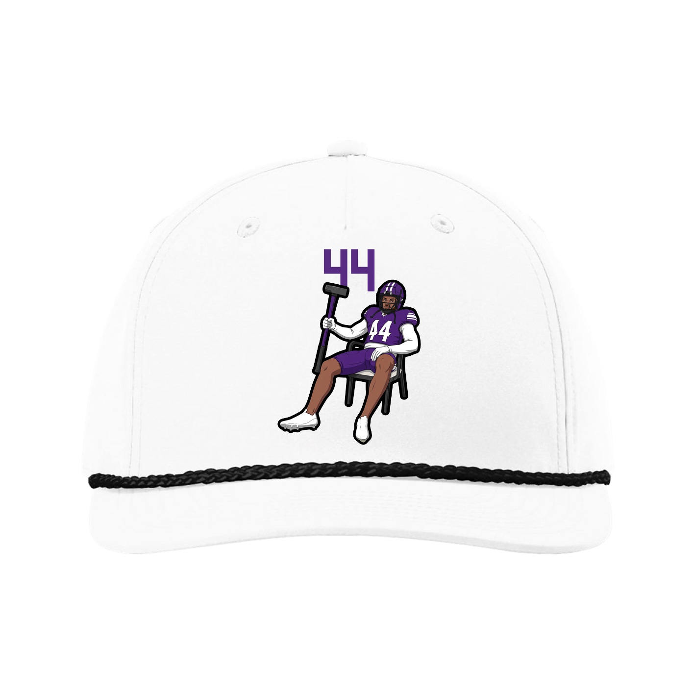 Five-Panel Classic Rope Cap — Number Top in White