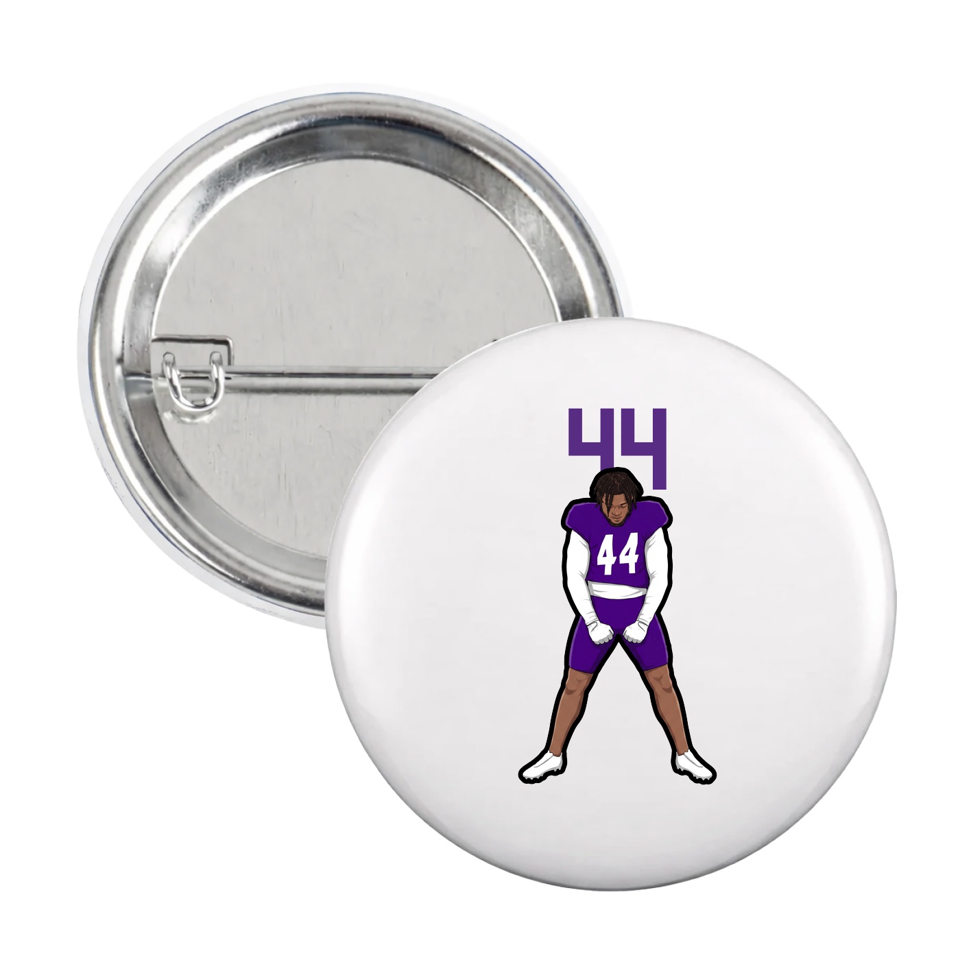 Game Day Button — Number Top in White
