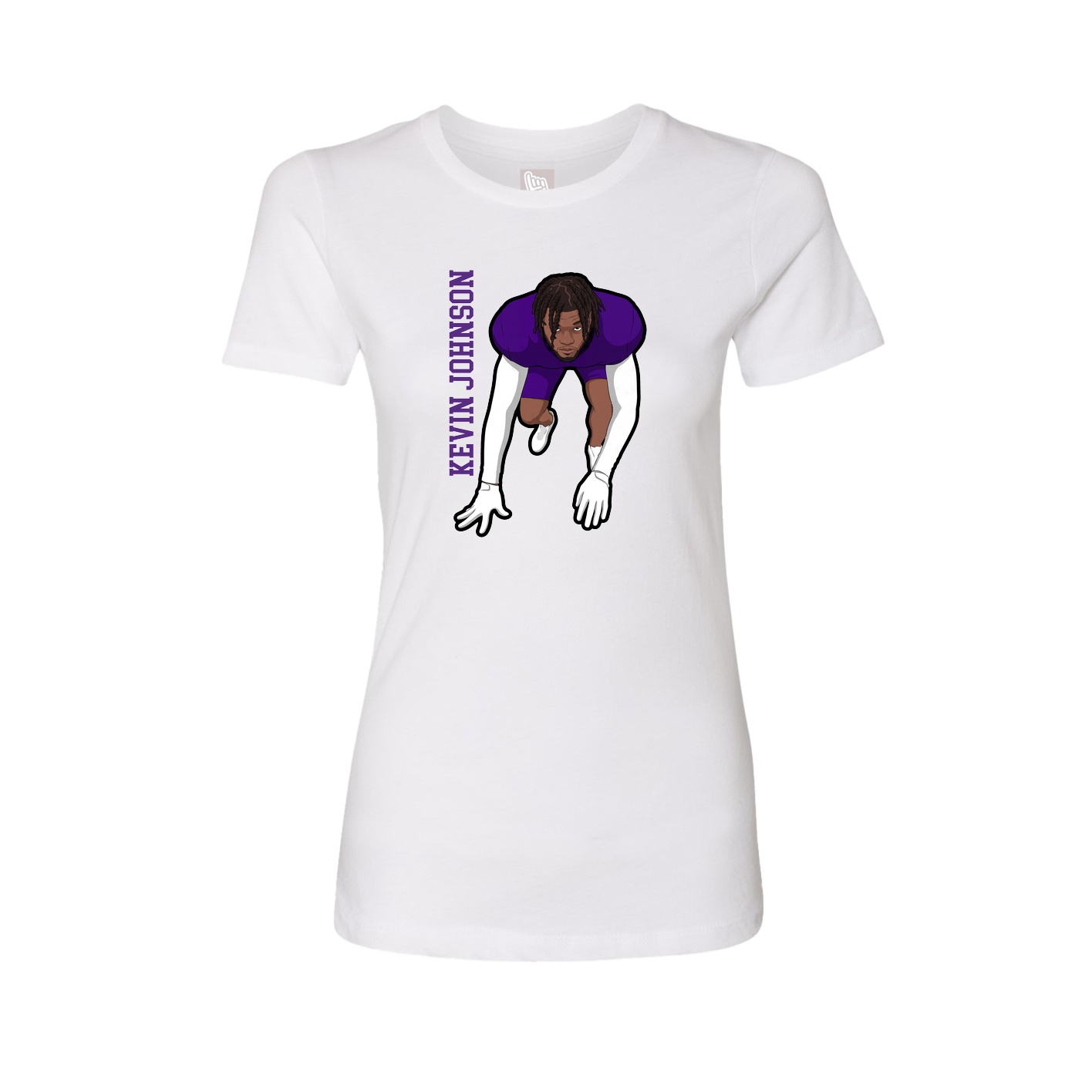 Fitted Women's Tee — Name Vertical in White