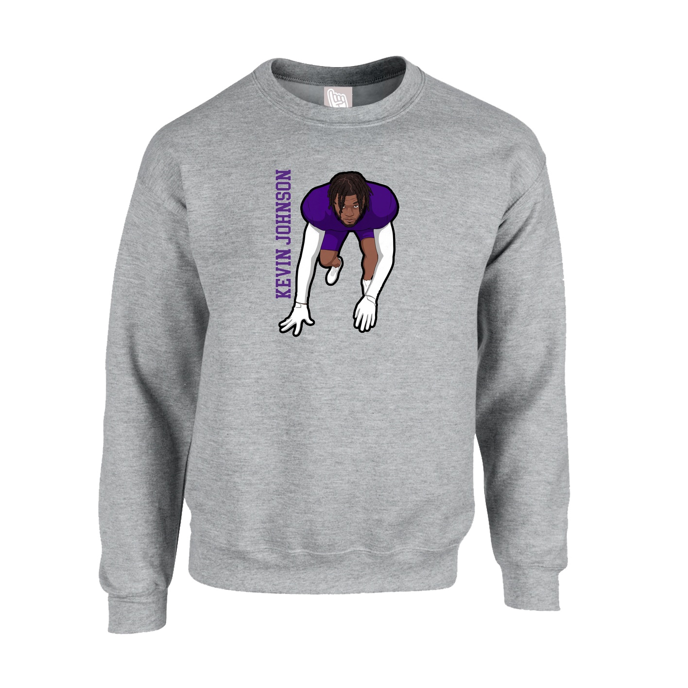 Fleece Crew — Name Vertical in Grey