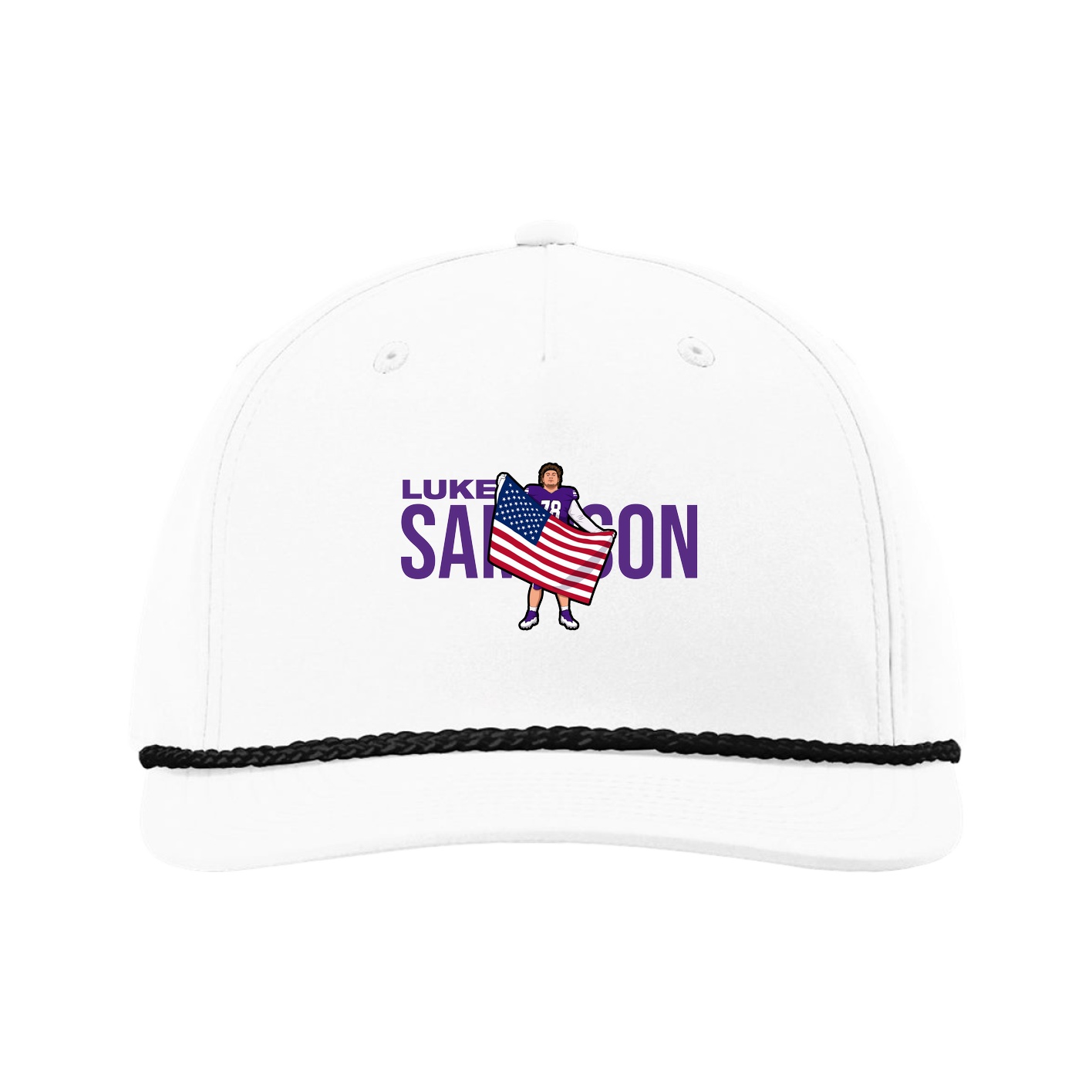 Five-Panel Classic Rope Cap — Player Name in White