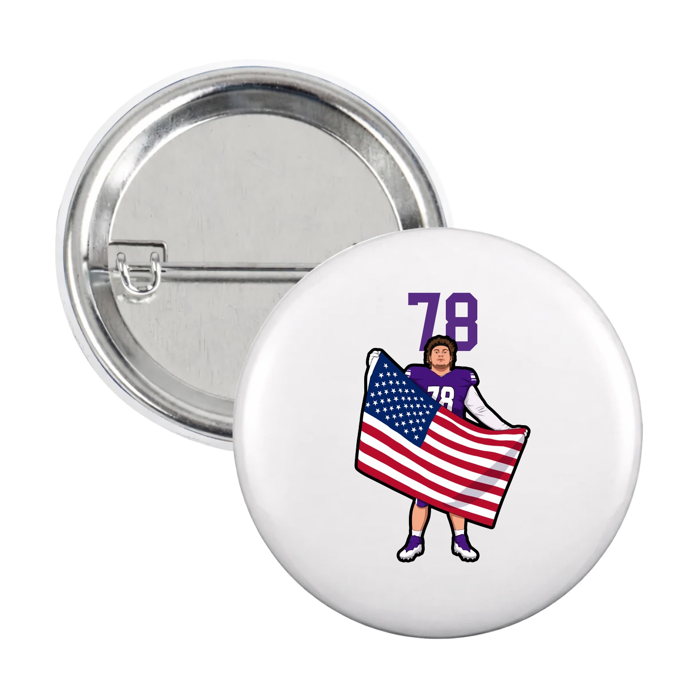 Game Day Button — Number Top in White
