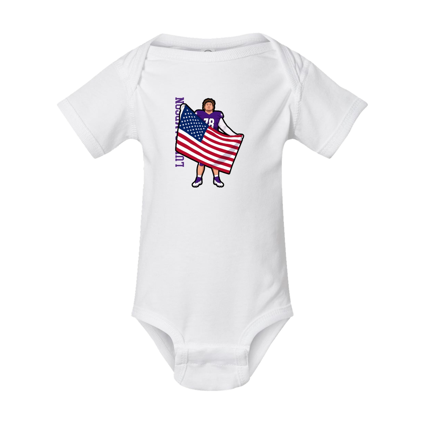 Baby Onesie — Name Vertical in White