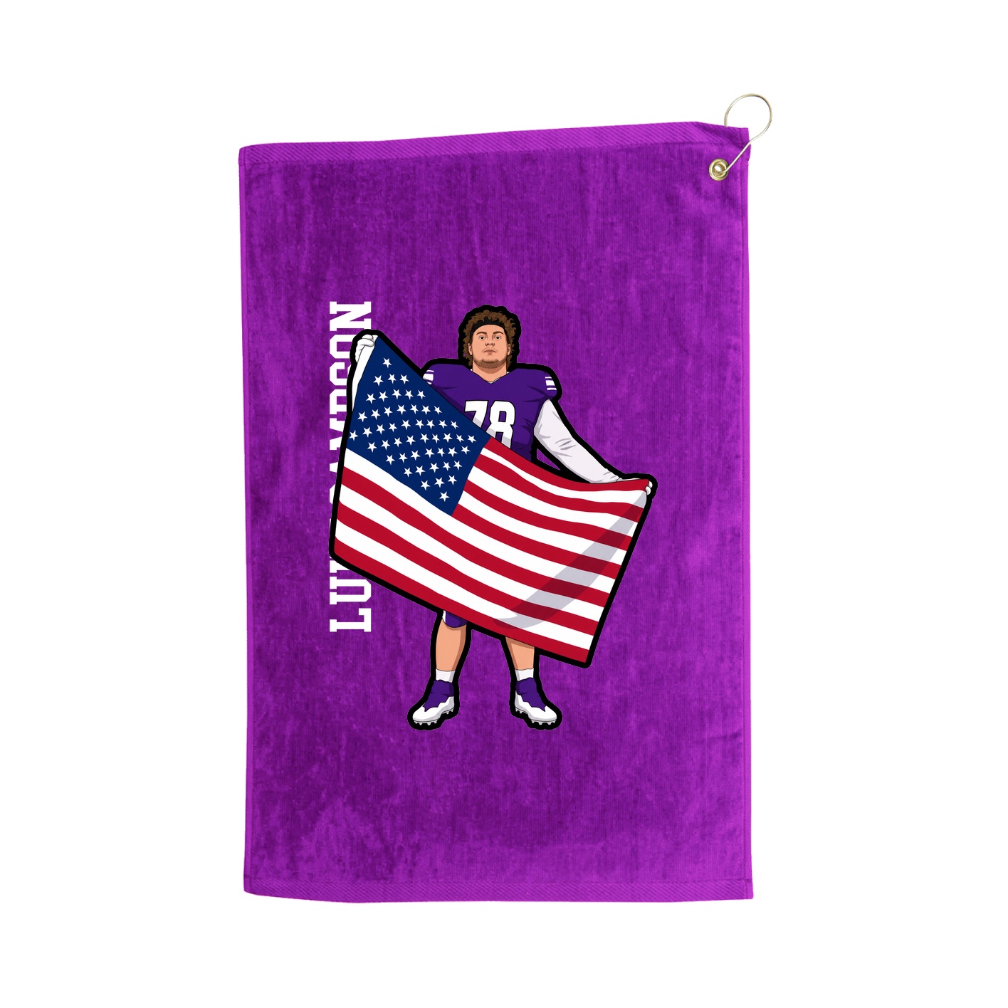Golf Towel — Name Vertical in Purple