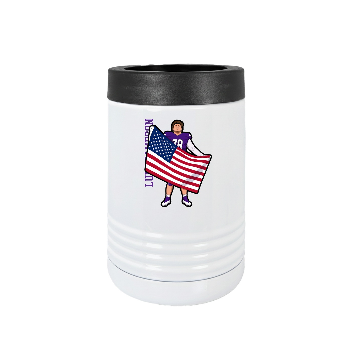Beverage Holder — Name Vertical in White