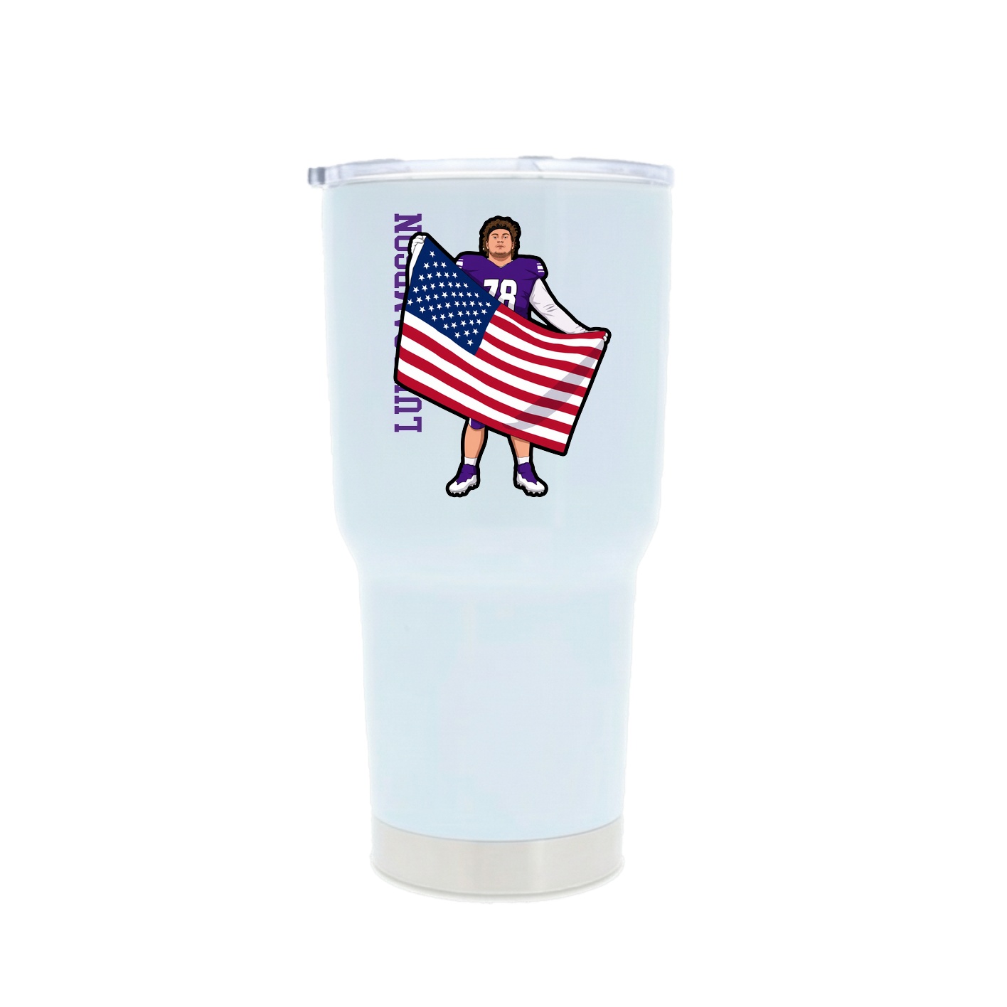 30oz Stainless Steel Tumbler — Name Vertical in White