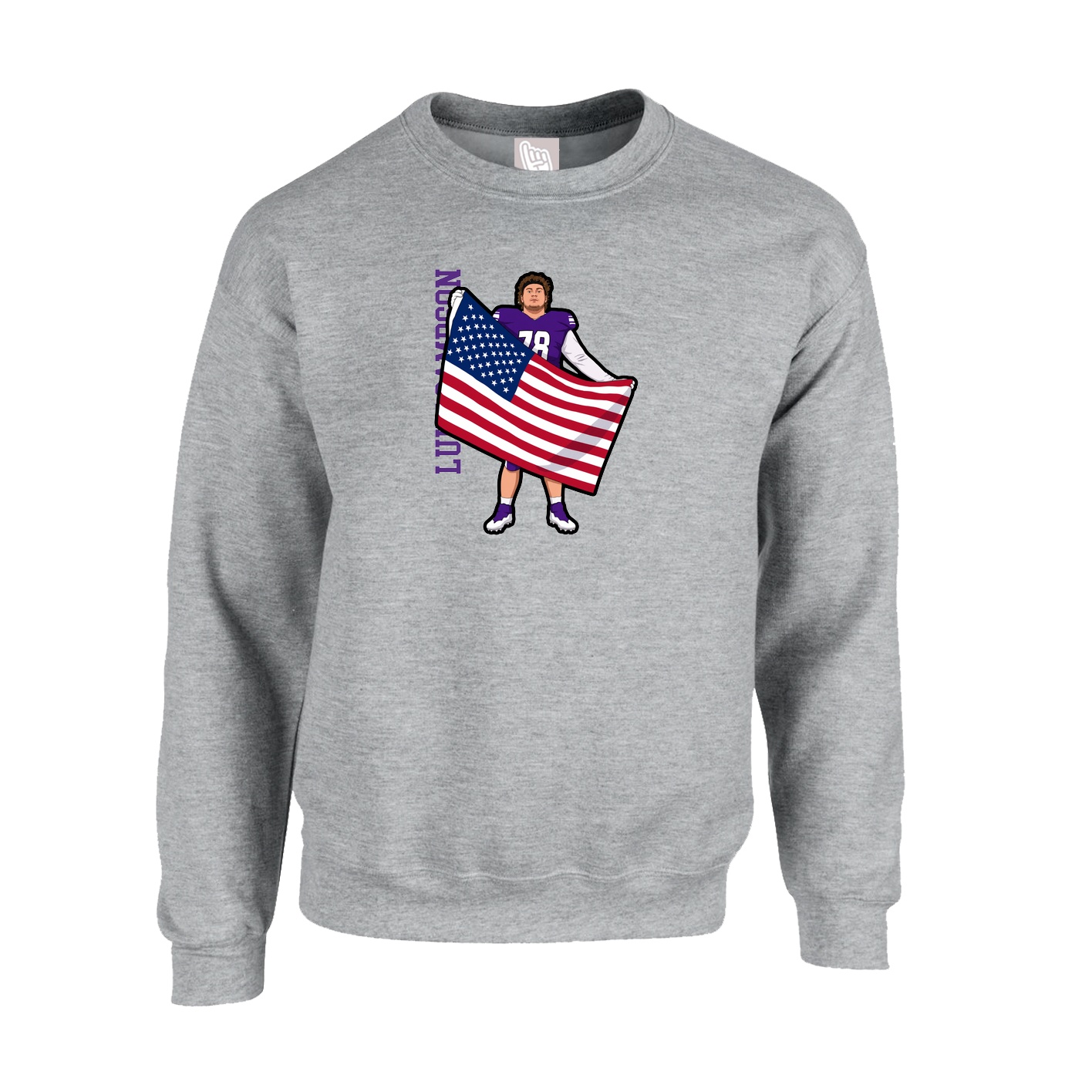 Fleece Crew — Name Vertical in Grey