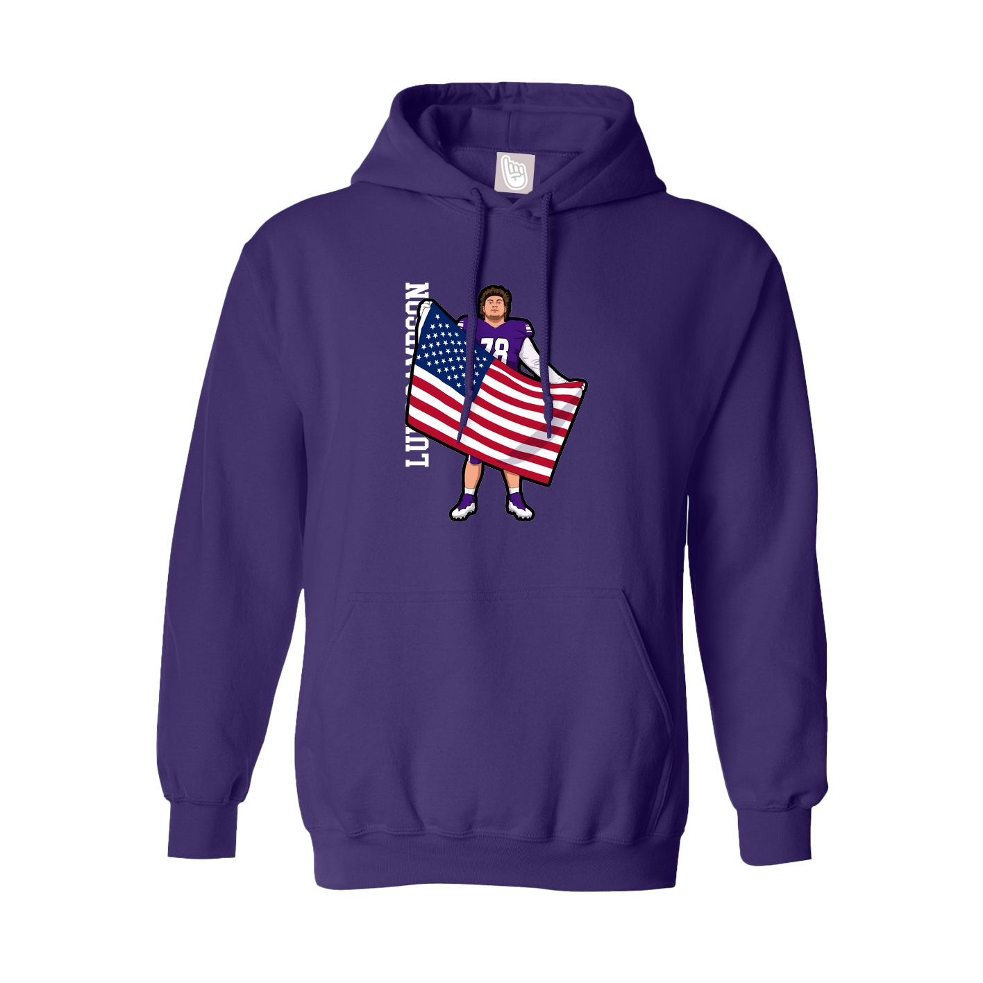 Youth Hoodie — Name Vertical in Purple