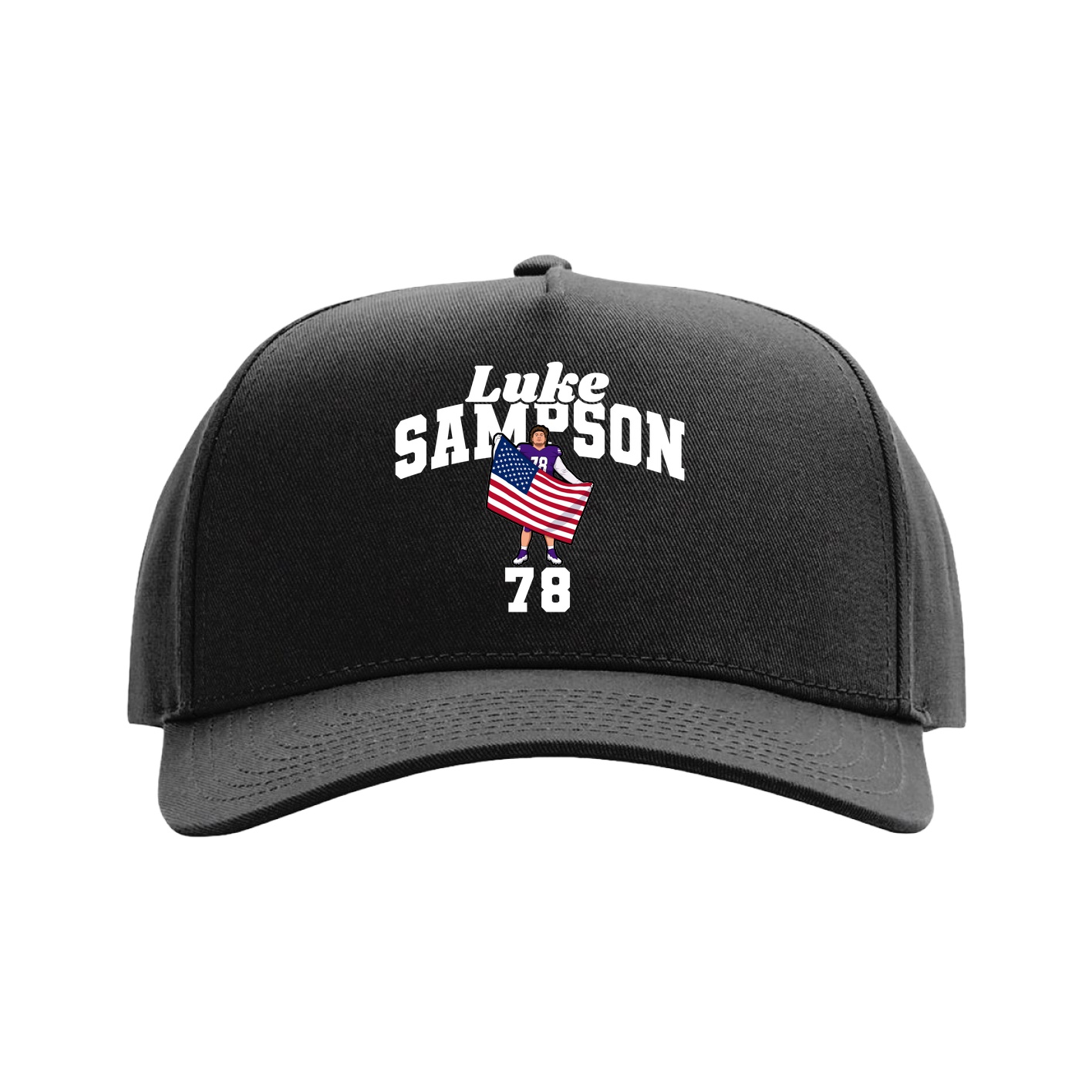 Full Fabric Five-Panel Champ Cap — Signature Arch in Black