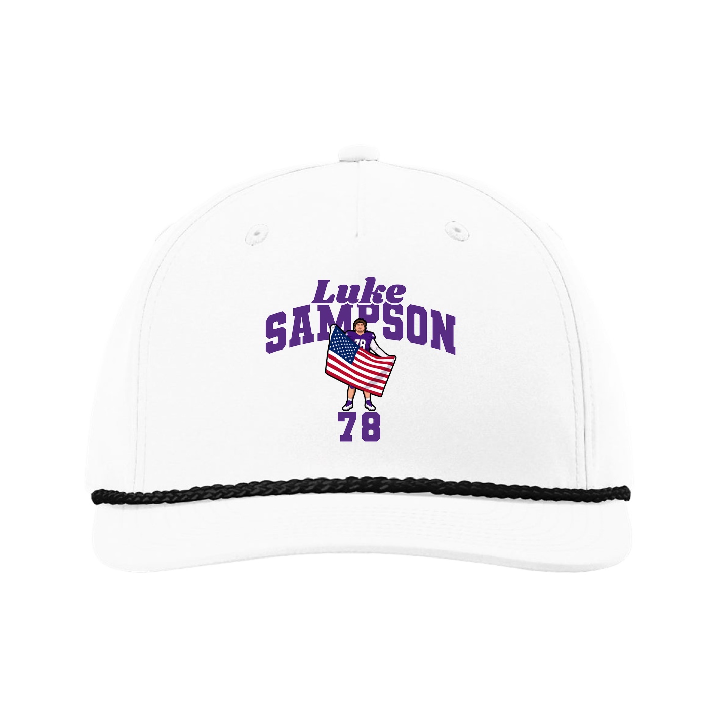 Five-Panel Classic Rope Cap — Signature Arch in White