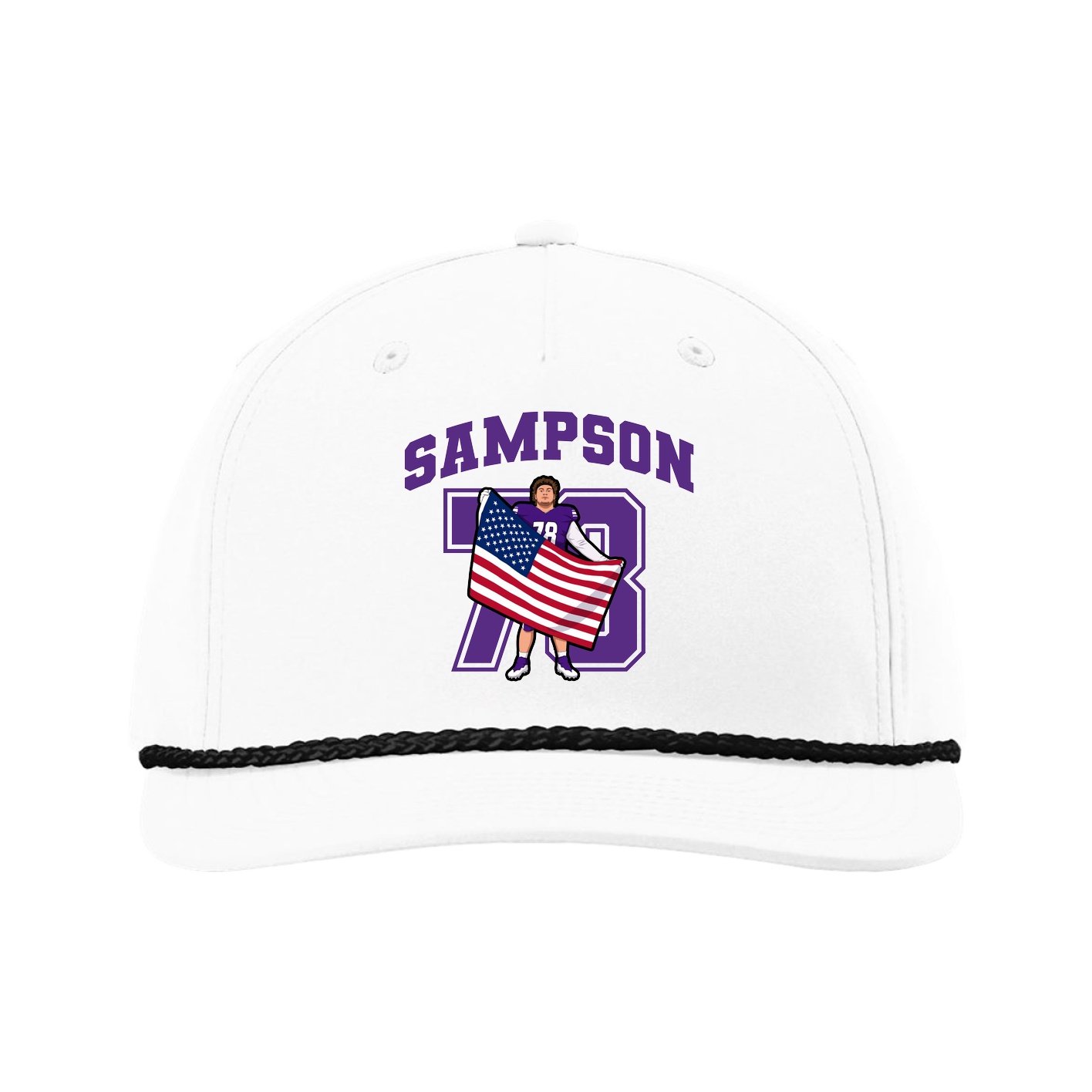 Five-Panel Classic Rope Cap — Number in White