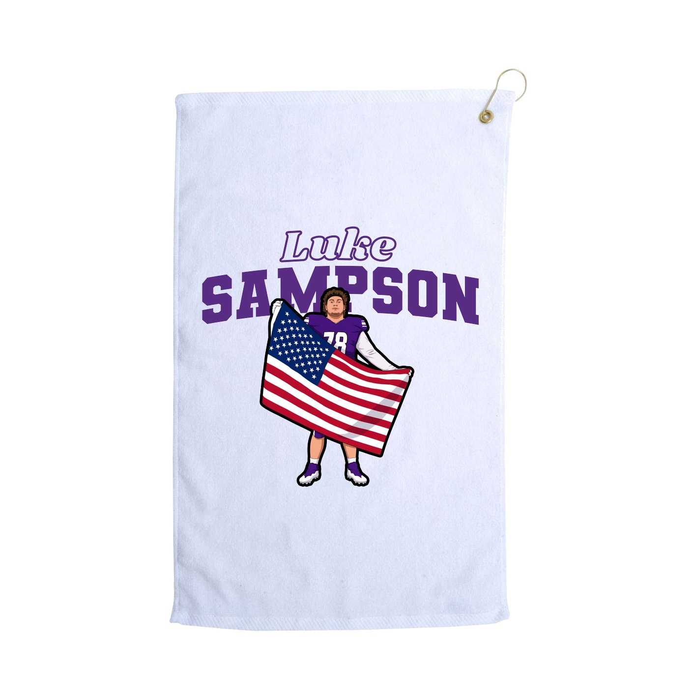 Golf Towel — Name Arch in White