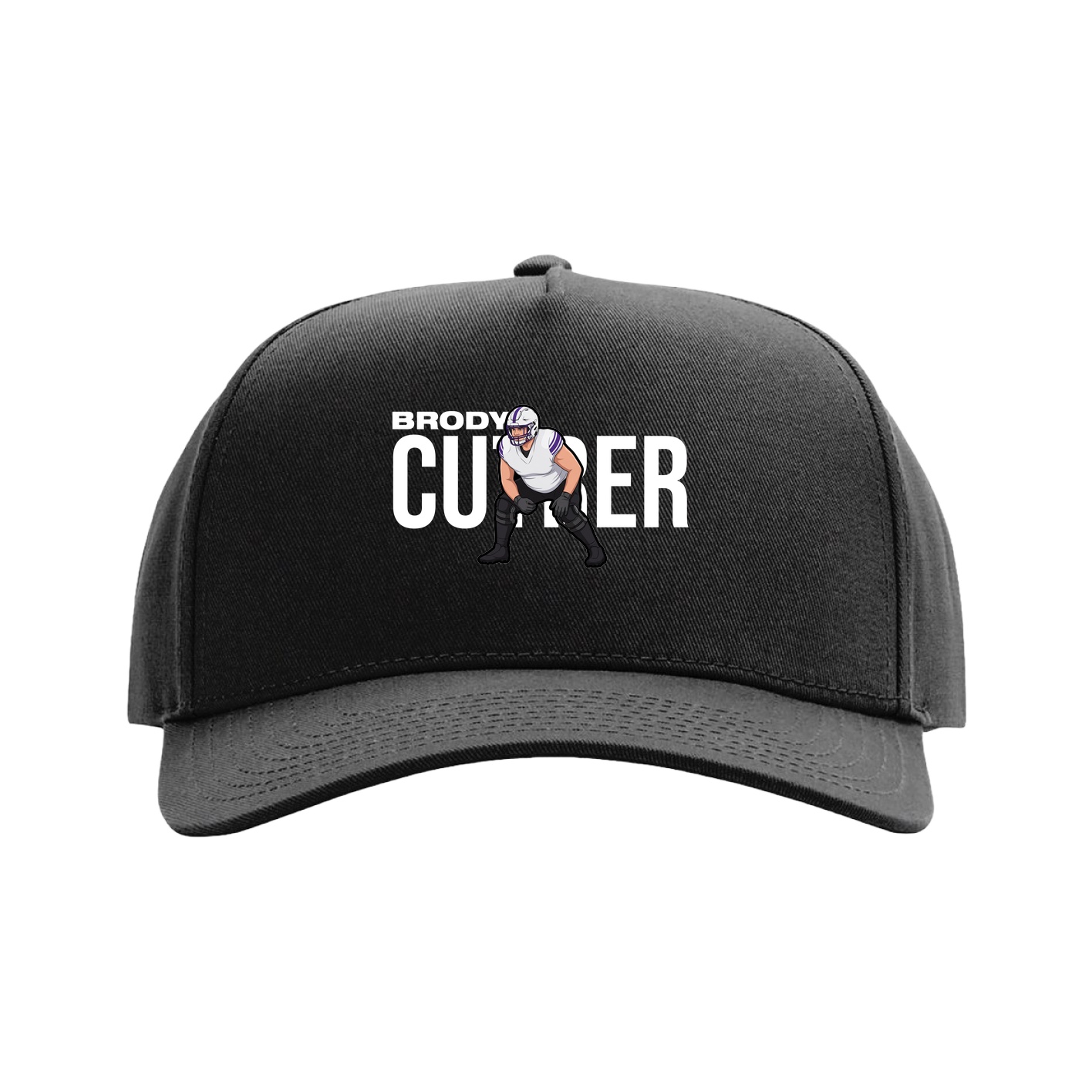 Full Fabric Five-Panel Champ Cap — Player Name in Black