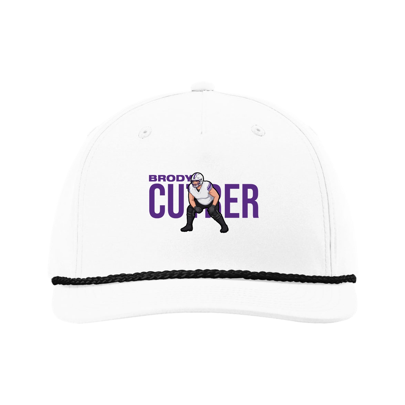 Five-Panel Classic Rope Cap — Player Name in White