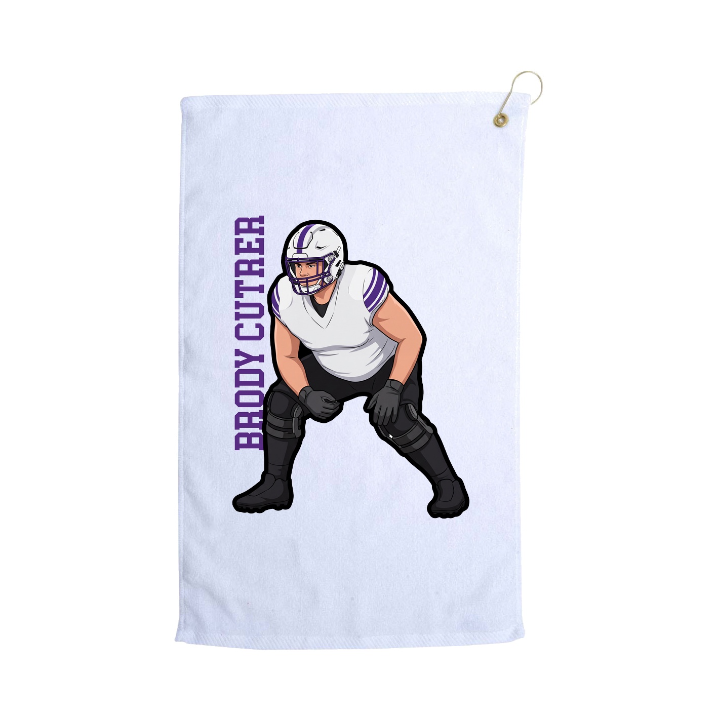 Golf Towel — Name Vertical in White