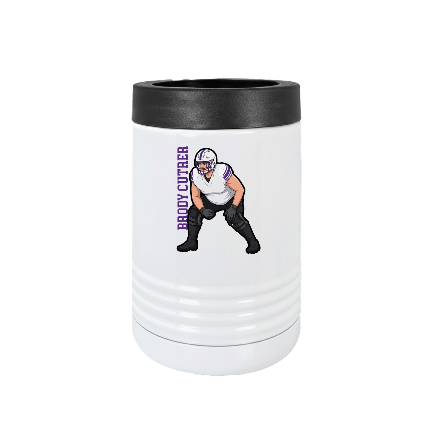 Beverage Holder — Name Vertical in White