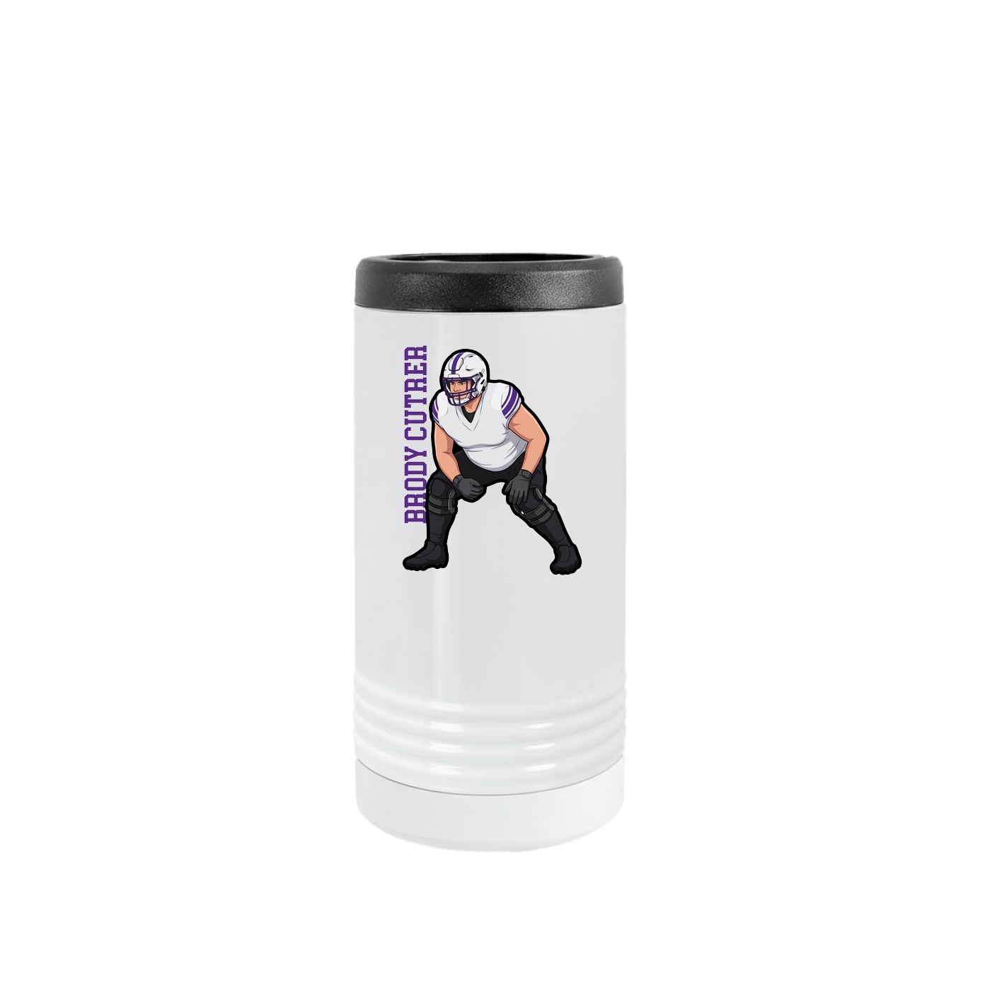 Slim Beverage Holder — Name Vertical in White